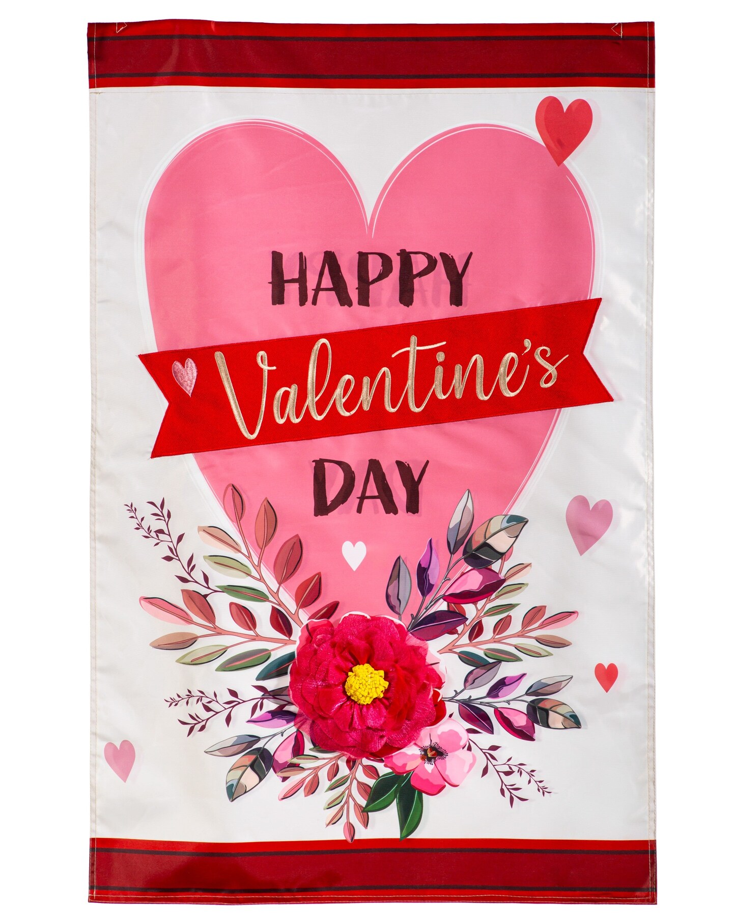 Happy Valentine&#x27;s Day Heart and Floral Banner 2 Sided