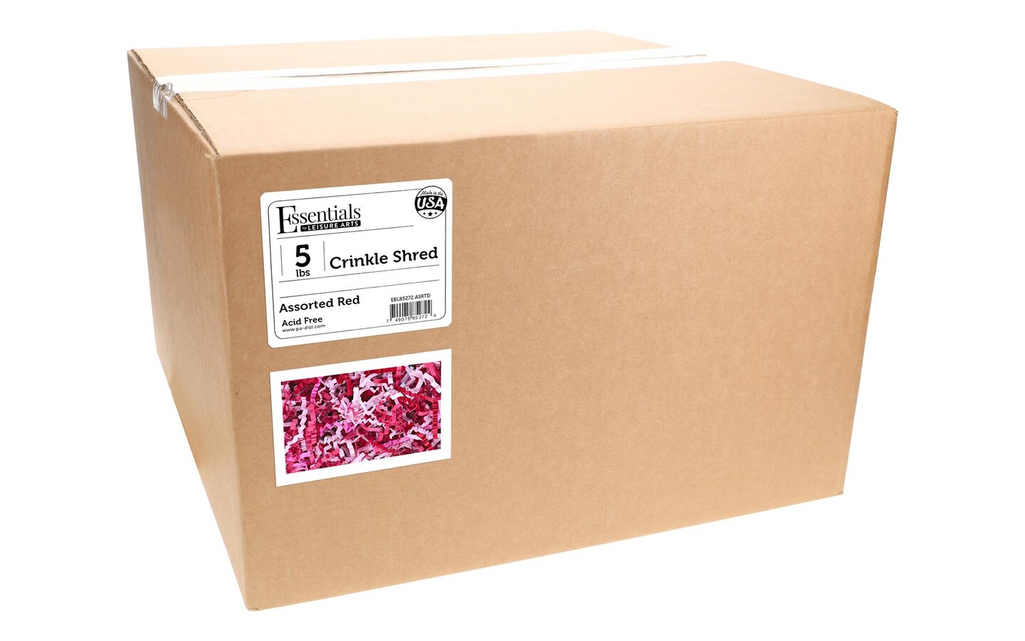 Essentials by Leisure Arts Crinkle Shred Box, Assorted Red, 5lbs Shredded Paper Filler, Crinkle Cut Paper Shred Filler, Box Filler, Shredded Paper for Gift Box, Paper Crinkle Filler, Box Filling
