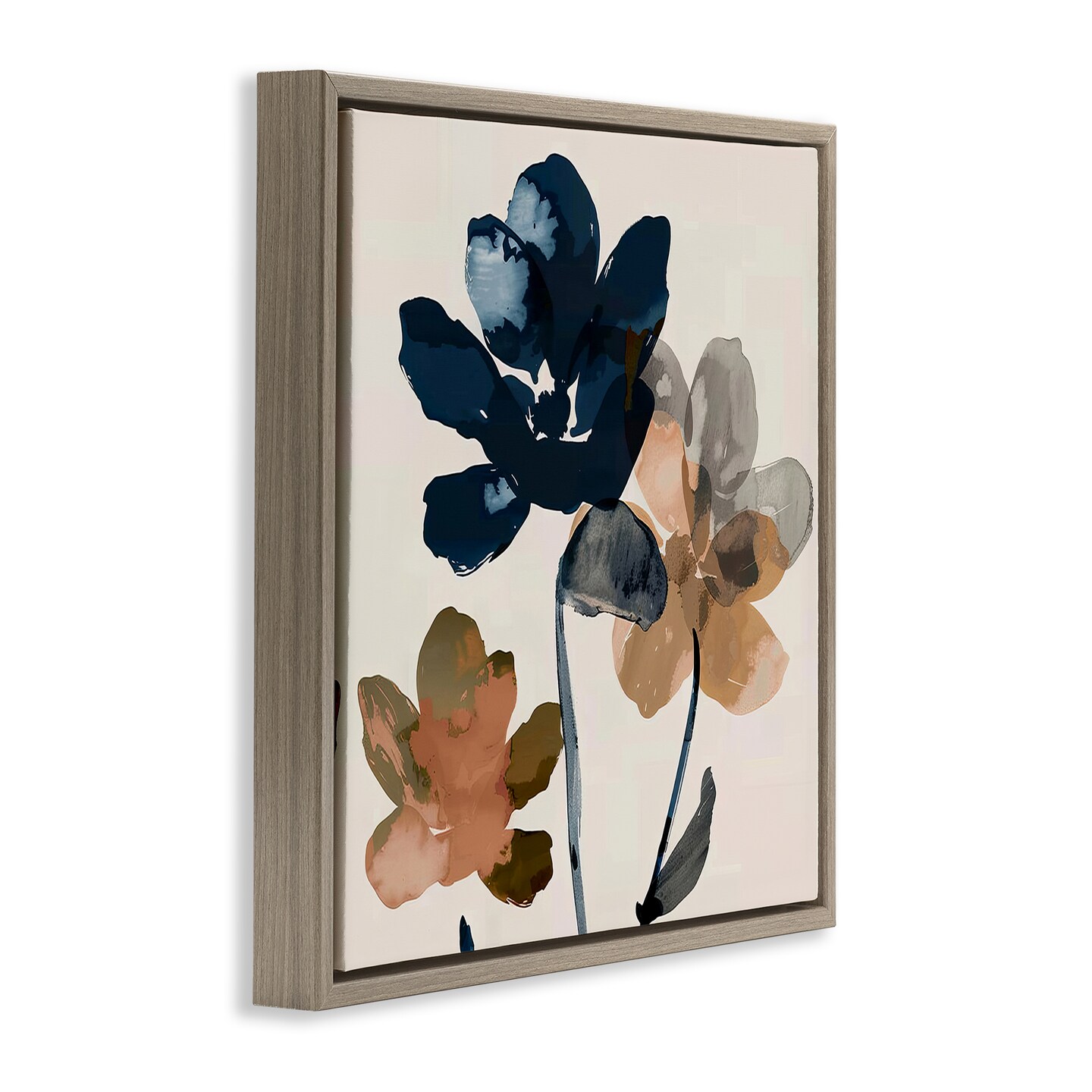 Stupell Industries Abstract Earth Tone Blooms Framed Floater Canvas Wall Art Design by Irena Orlov