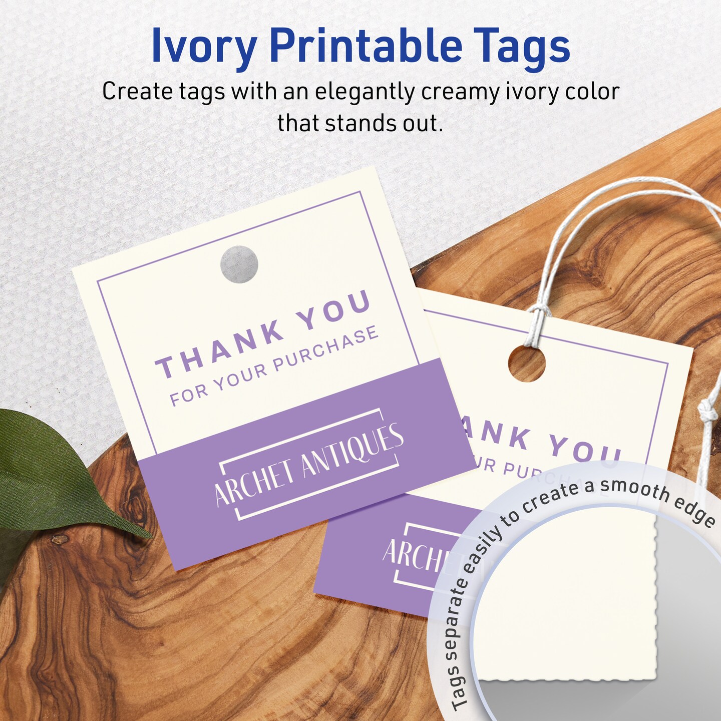 2&#x22; x 2&#x22; Square, Matte Ivory Printable Tags