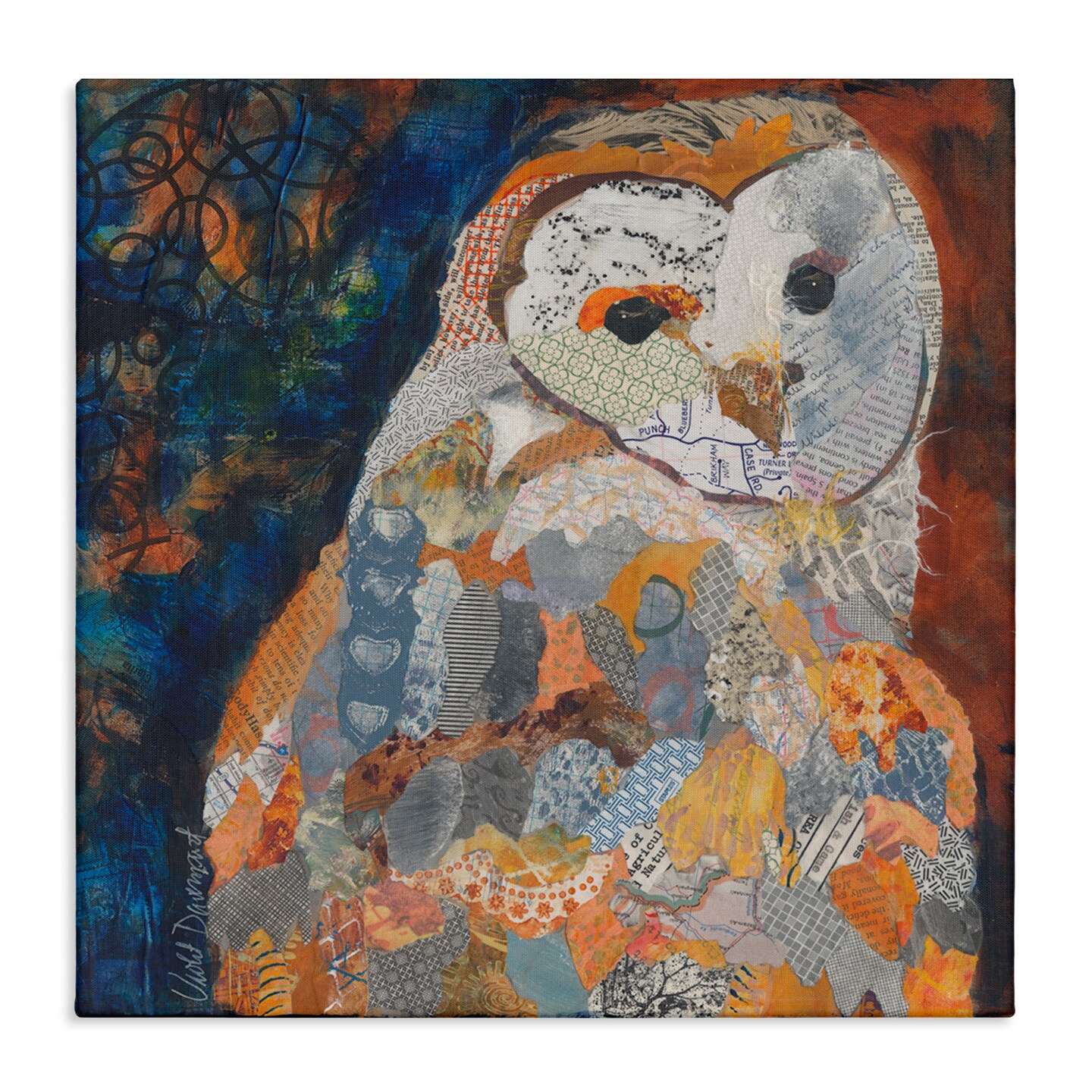 Stupell Industries Collage Patterned Owl Canvas Wall Art Design by VioletDavenport