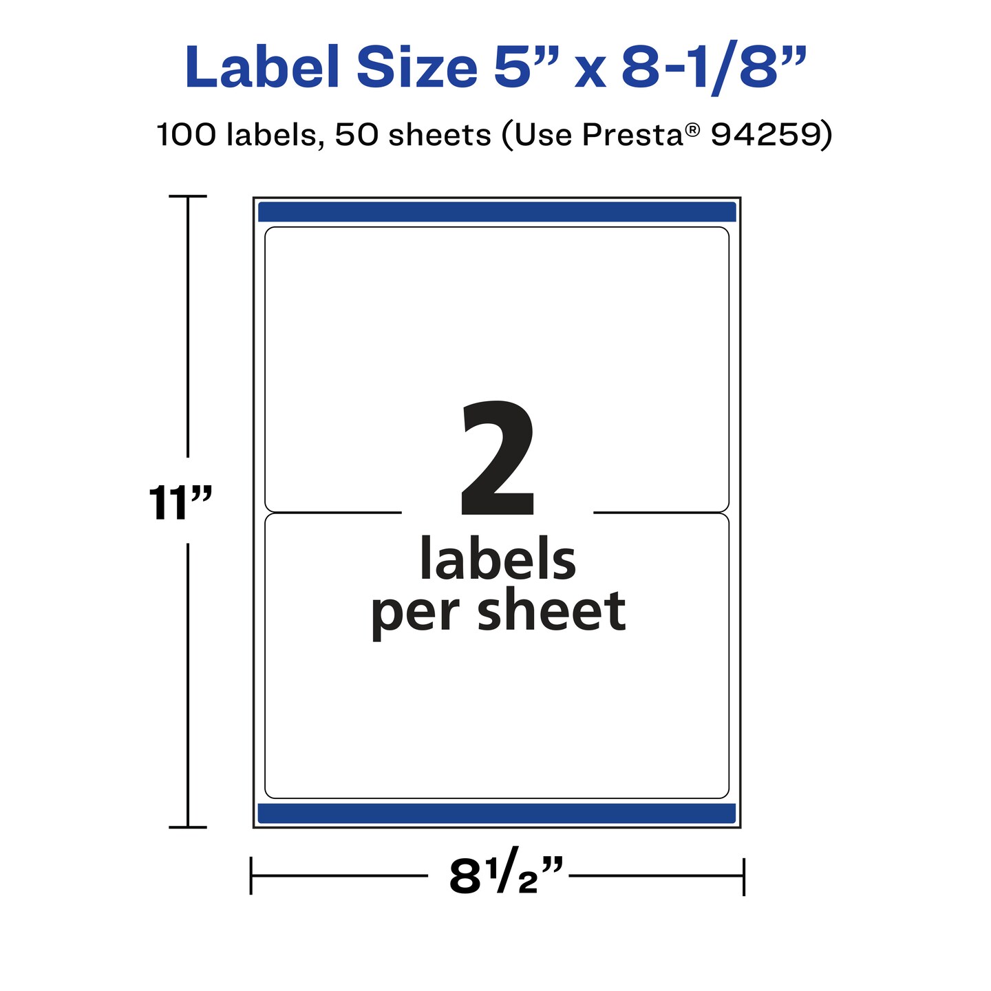 Avery Matte White Rectangle Labels, 5&#x22; x 8-1/8&#x22;