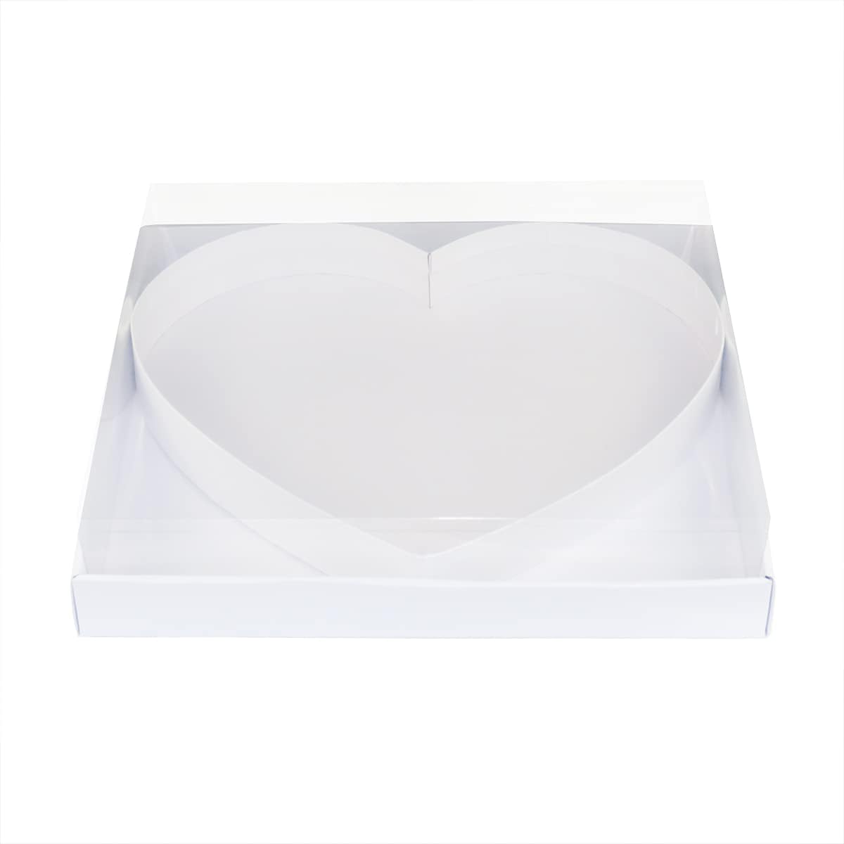 12.6&#x22; Cardboard Big Heart Shaped Charcuterie Mache Flowers Packaging Strawberries Sweets Gift Box with Clear Lid Valentine&#x27;s Day (White, Heart Shaped)