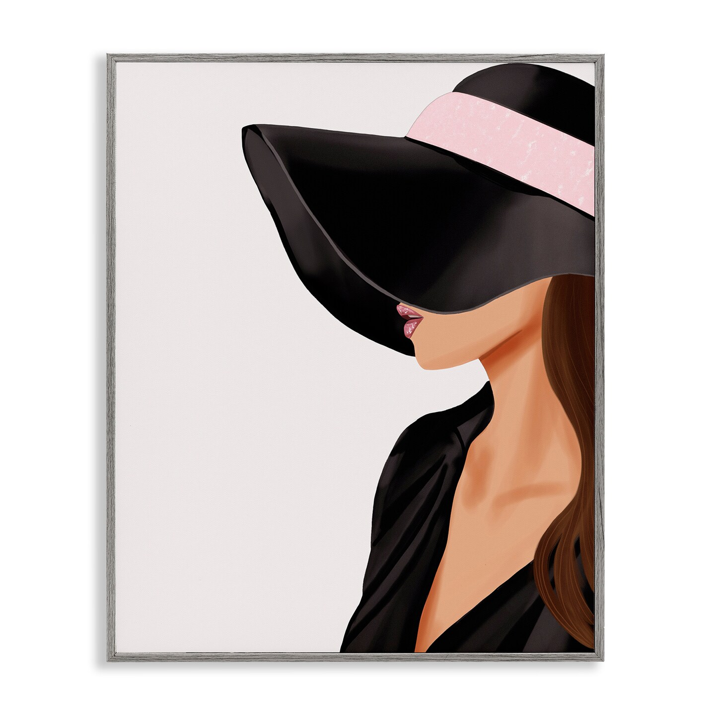 Stupell Industries Shaded Woman Large Hat Framed Giclee Wall Art Design by Saba Rauf