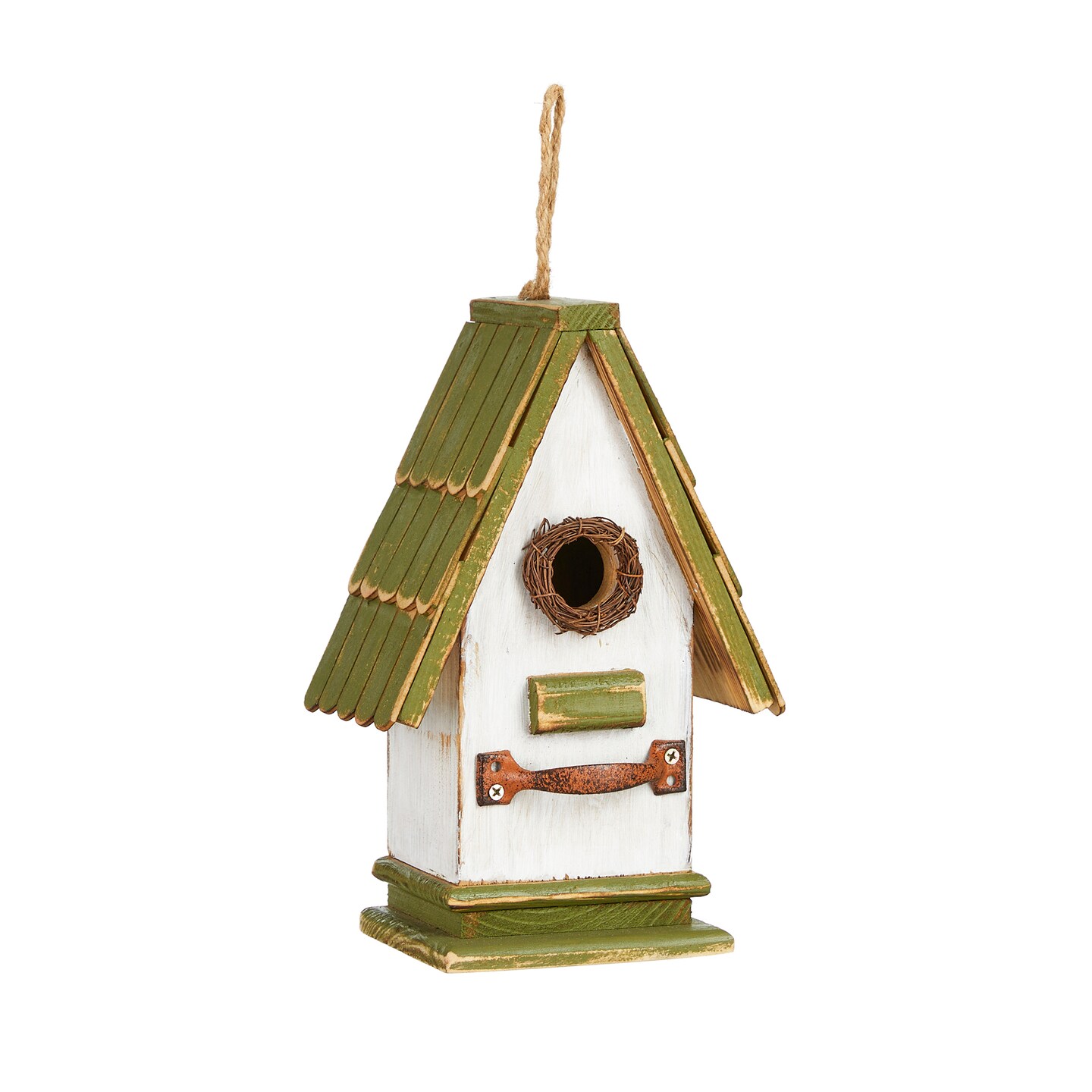 10.5&#x22;H Distressed Solid Wood Pigeon Loft Decorative Outdoor Garden Birdhouse