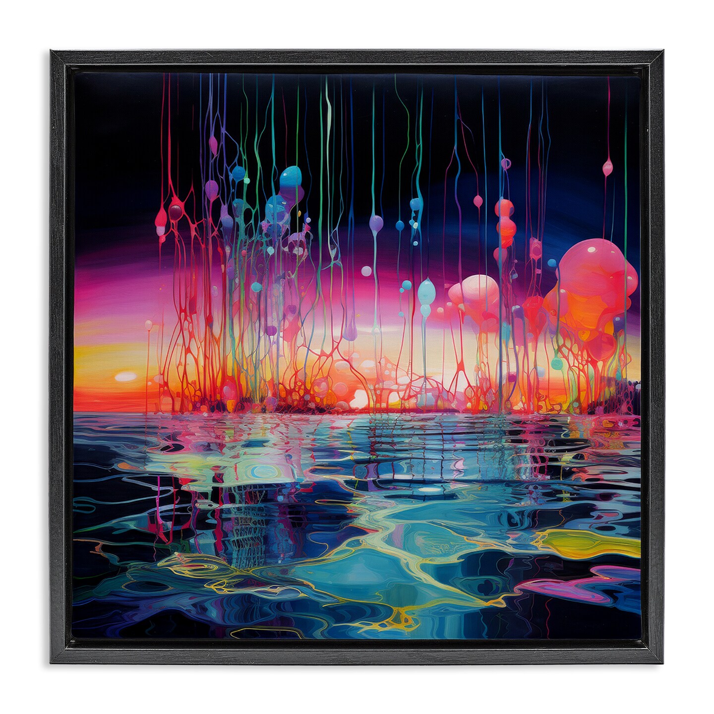Stupell Industries Abstract Coastal Landscape Framed Floater Canvas Wall Art Design by Nuk Nalandro