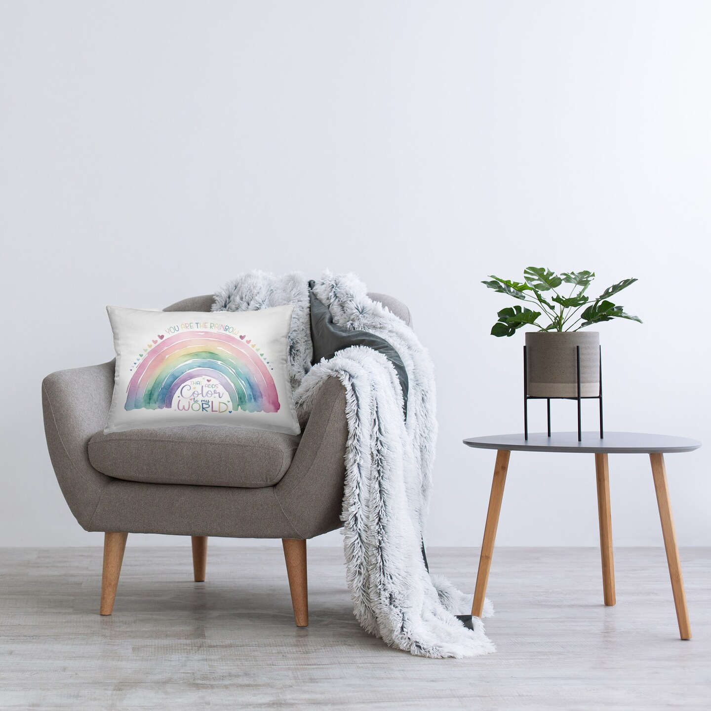 Inspirational Pastel Rainbow Design by Amanda Greenwood Throw Pillow