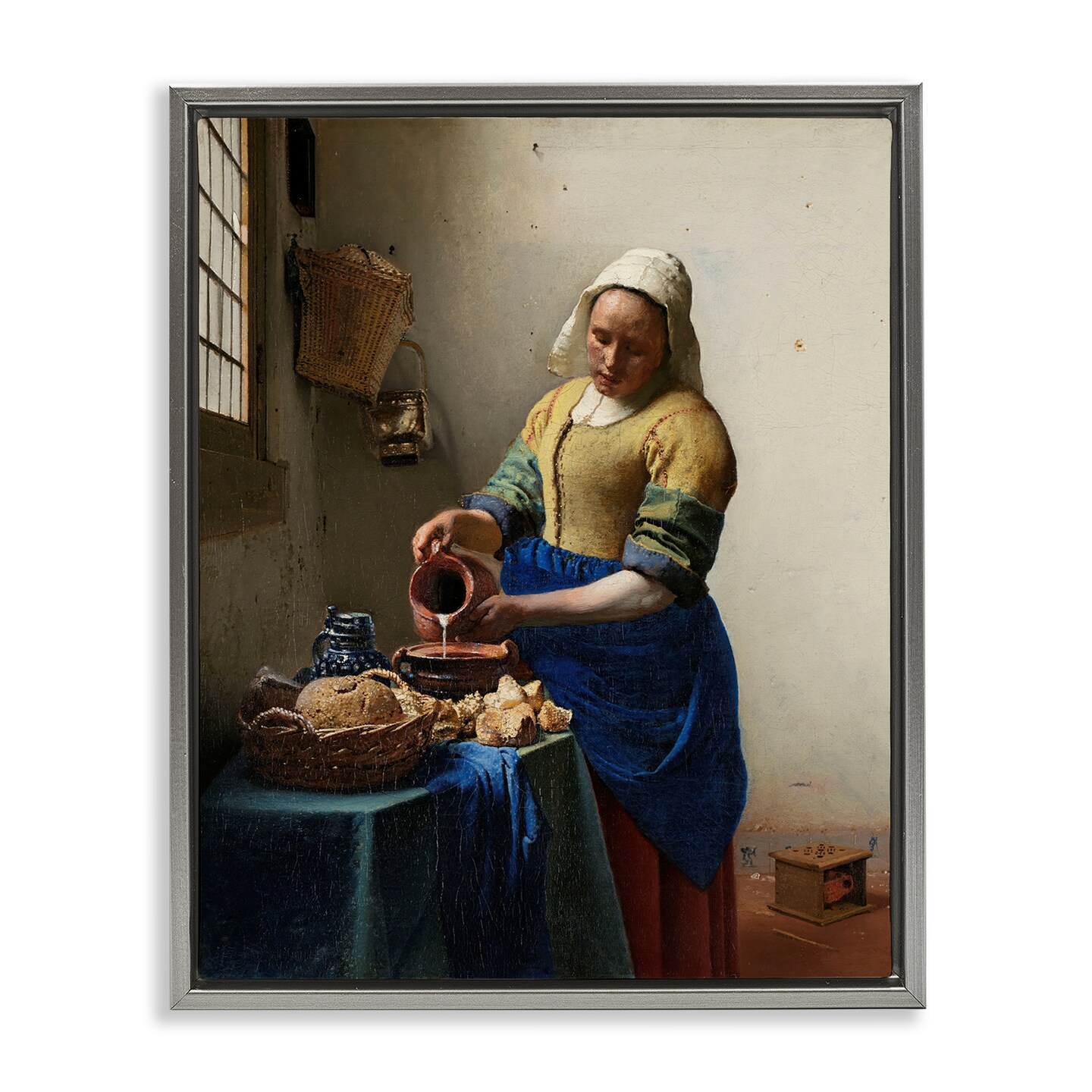 Stupell Industries Classical Vermeer The Milkmaid Framed Floater Canvas Wall Art Design by one1000paintings