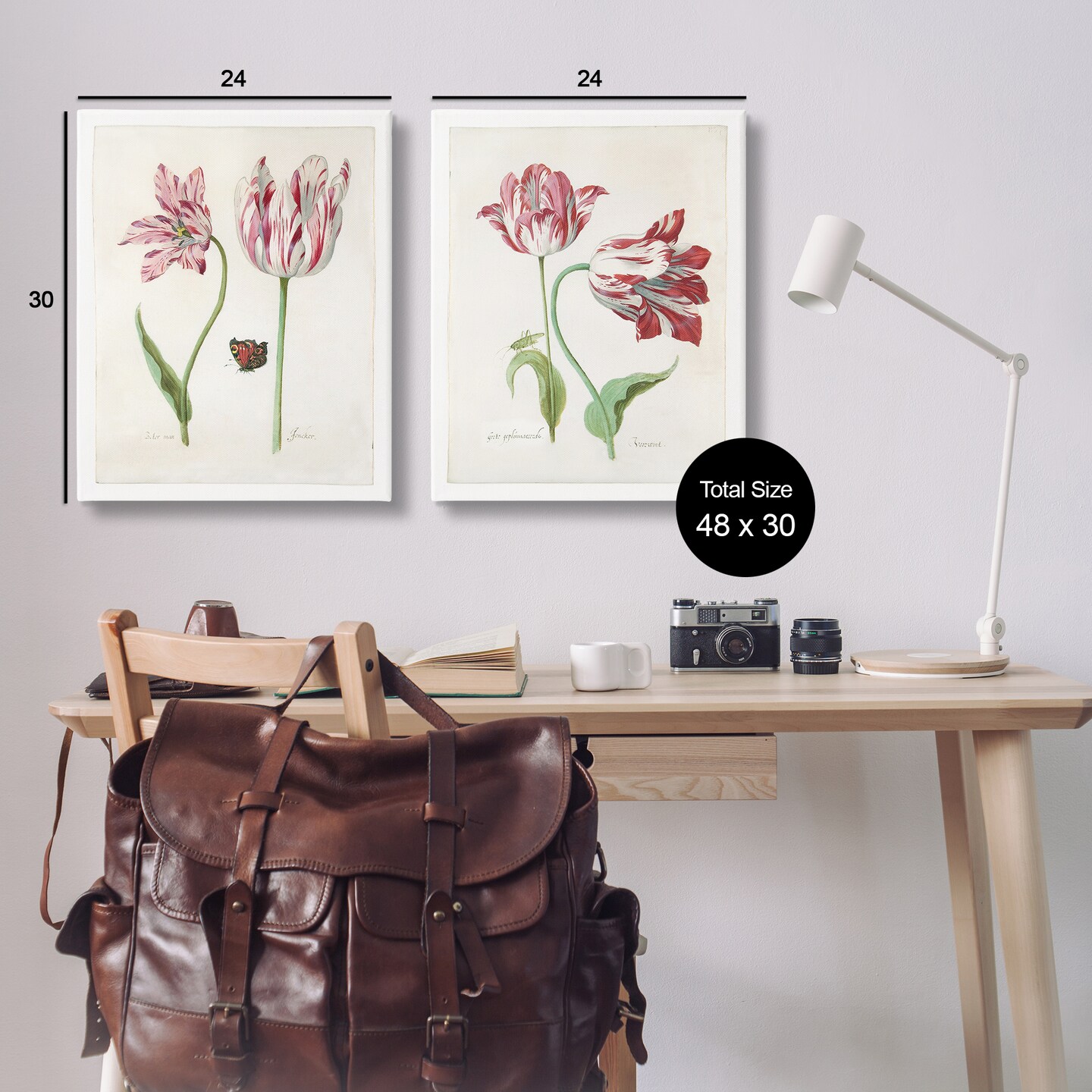 Stupell Industries Vintage Tulip &#x26; Insect Studies 2 pc Canvas Wall Art Set Design by Jacob Marrel