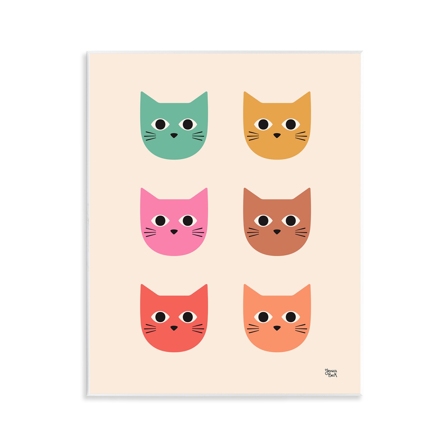 Stupell Industries Colorful Cat Faces Wall Plaque Art Design by Jessica Beck