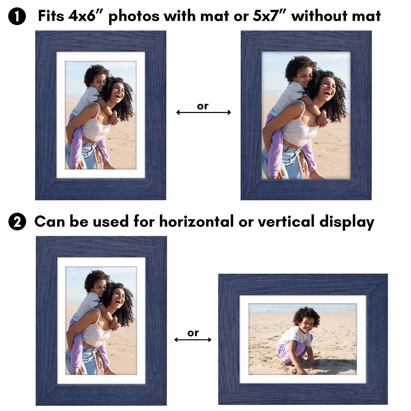 Americanflat Picture Frame with Wide Molding with Mat - Modern Wide Picture Frame - Plexiglass Cover - Hanging Hardware - Includes Easel