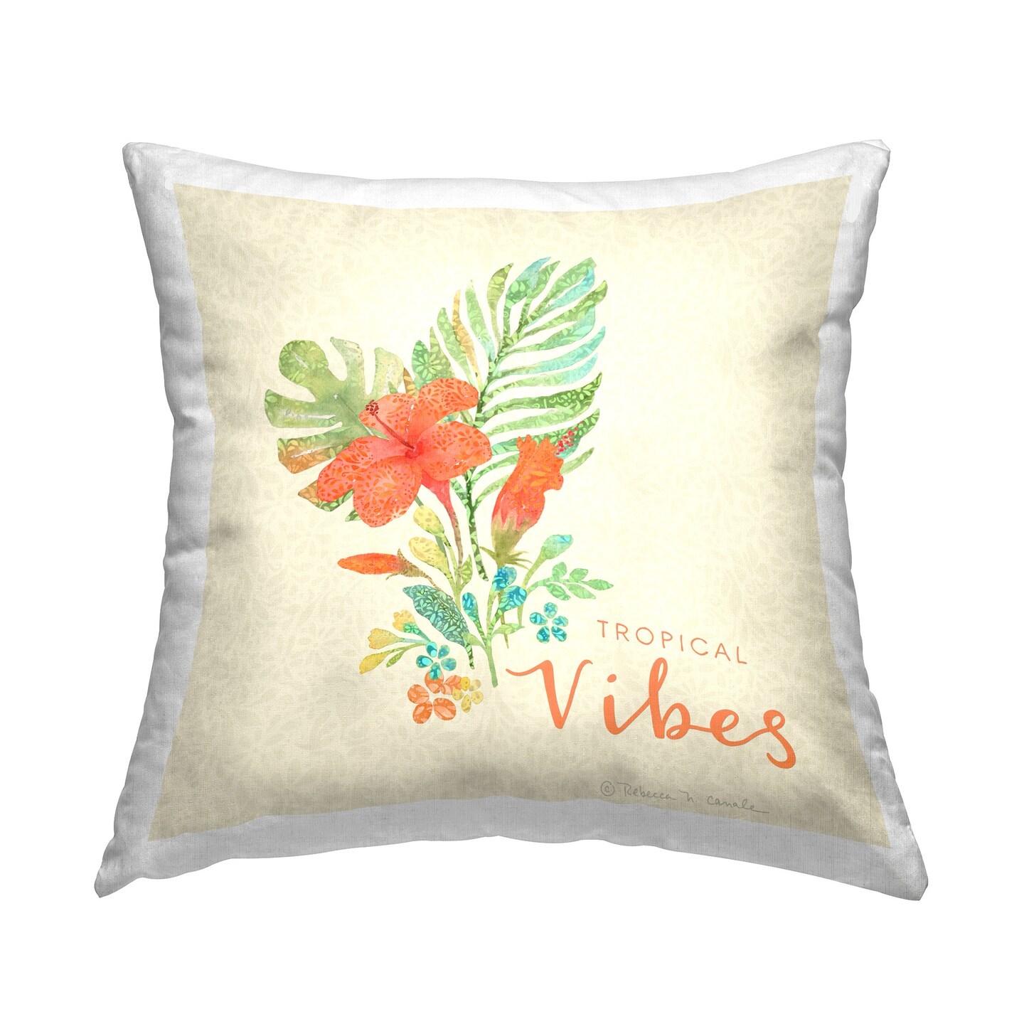 Tropical Vibes Botanicals Design by Rebecca Canale Throw Pillow 