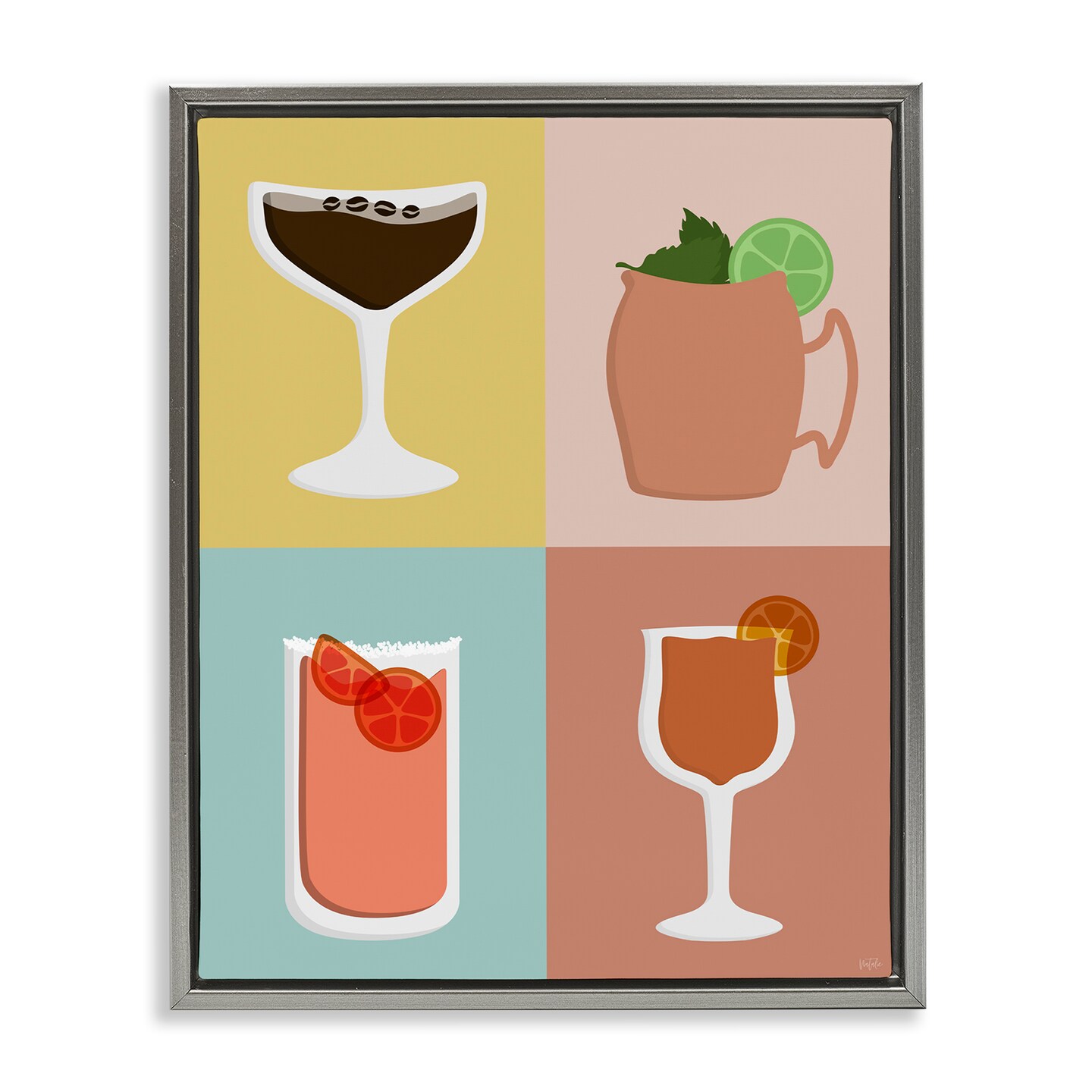 Stupell Industries Mixed Cocktail Drinks Framed Floater Canvas Wall Art Design by Natalie Carpentieri
