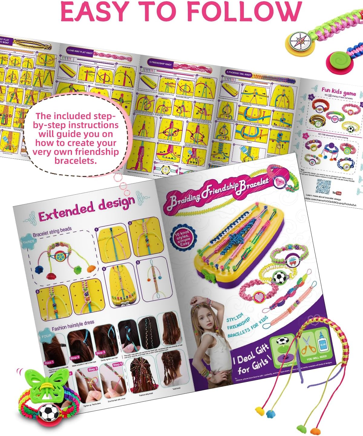 Friendship Bracelet Making Kit for Girls Jewelry Making Kit Bracelets Maker DIY Arts and Crafts for Kids Birthday Gifts Ideas