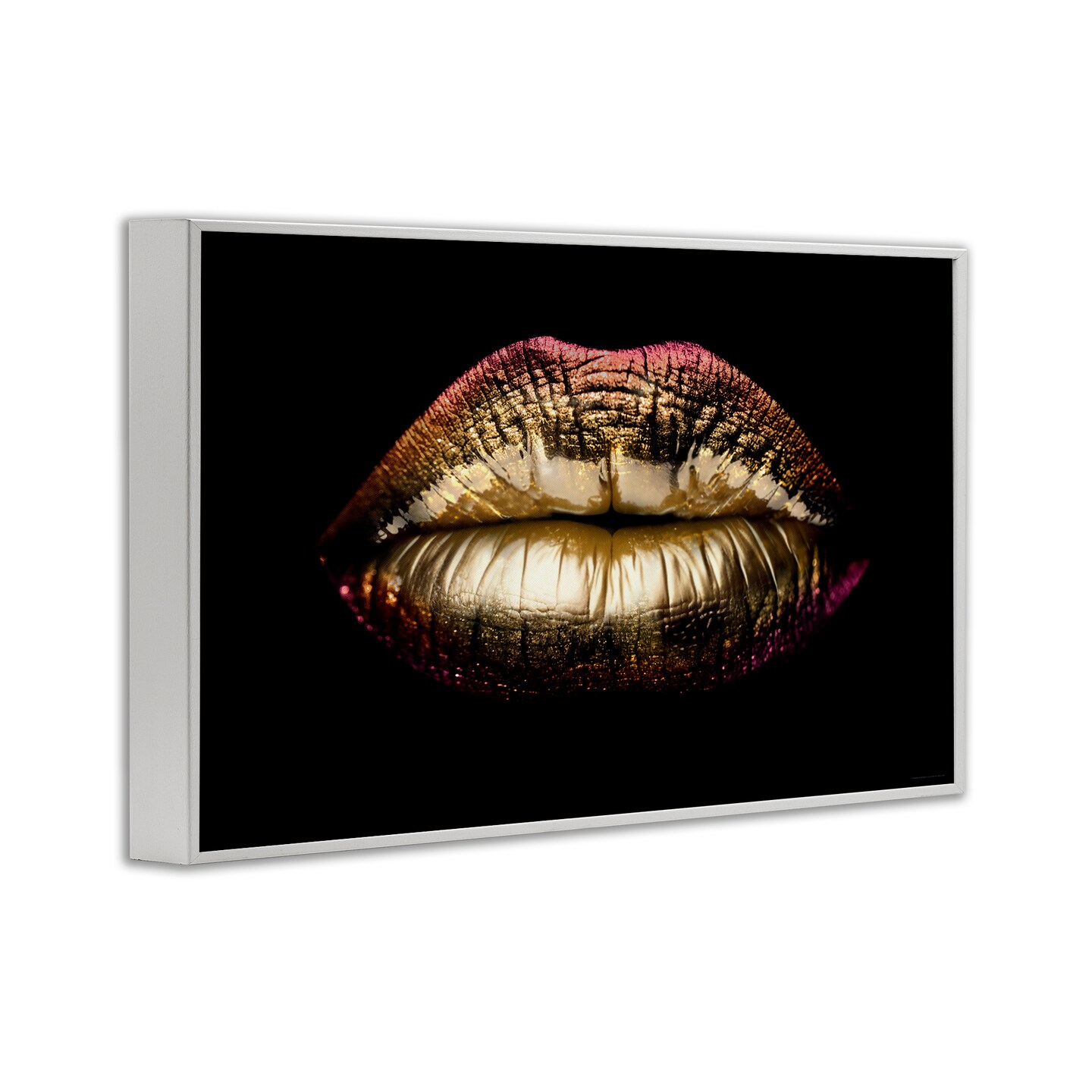 Stupell Industries Pink & Gold Lipstick Framed Giclee Wall Art Design by Reinders
