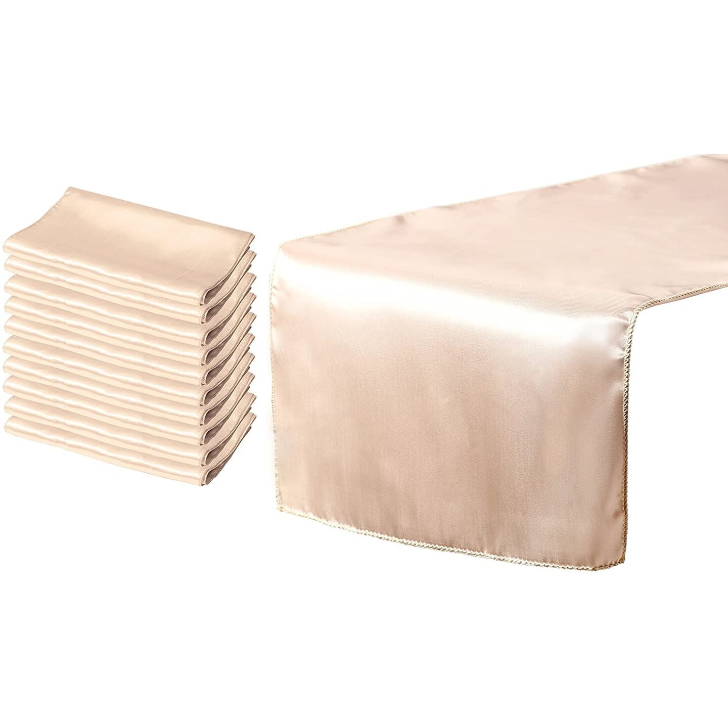 Juvale Champagne Table Runner &#x2013; 10 Pack Wedding Table Runners, Tablecloth Runner Decoration, Perfect Weddings, Baby Showers, Birthdays, Special Occasions, Catering, 108.3 x 11.8 inches