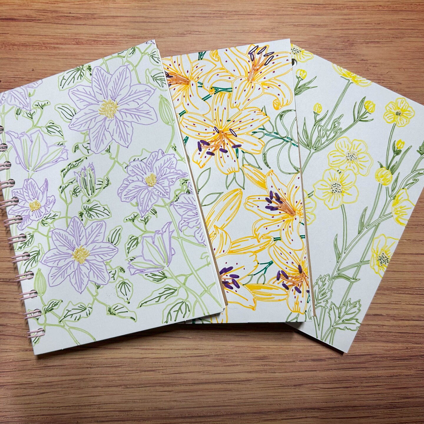 Spiral Flower Notebooks (Lined, Blank, Bullet, Sketch)