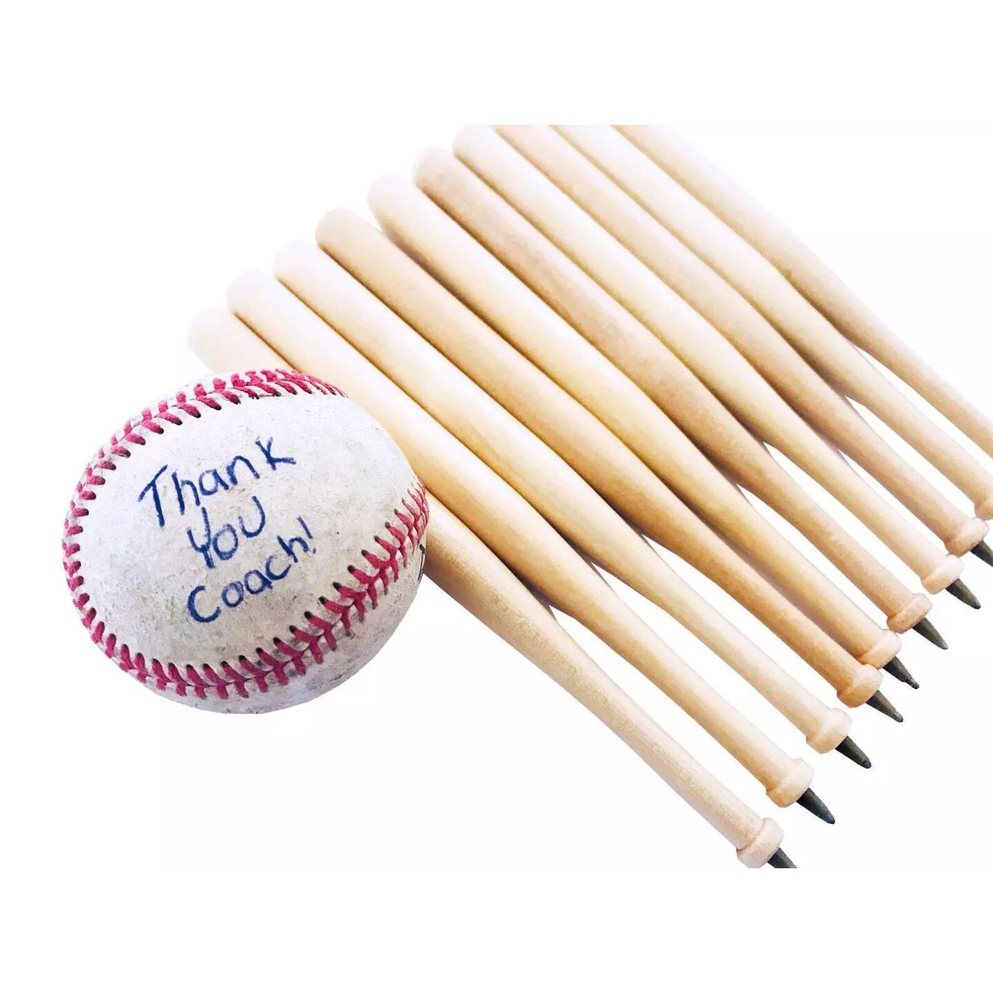Kitcheniva 10 Pcs 8&#x22; x 5/8&#x22; Maple Wood Baseball Pens Baseball Party Favor Gift