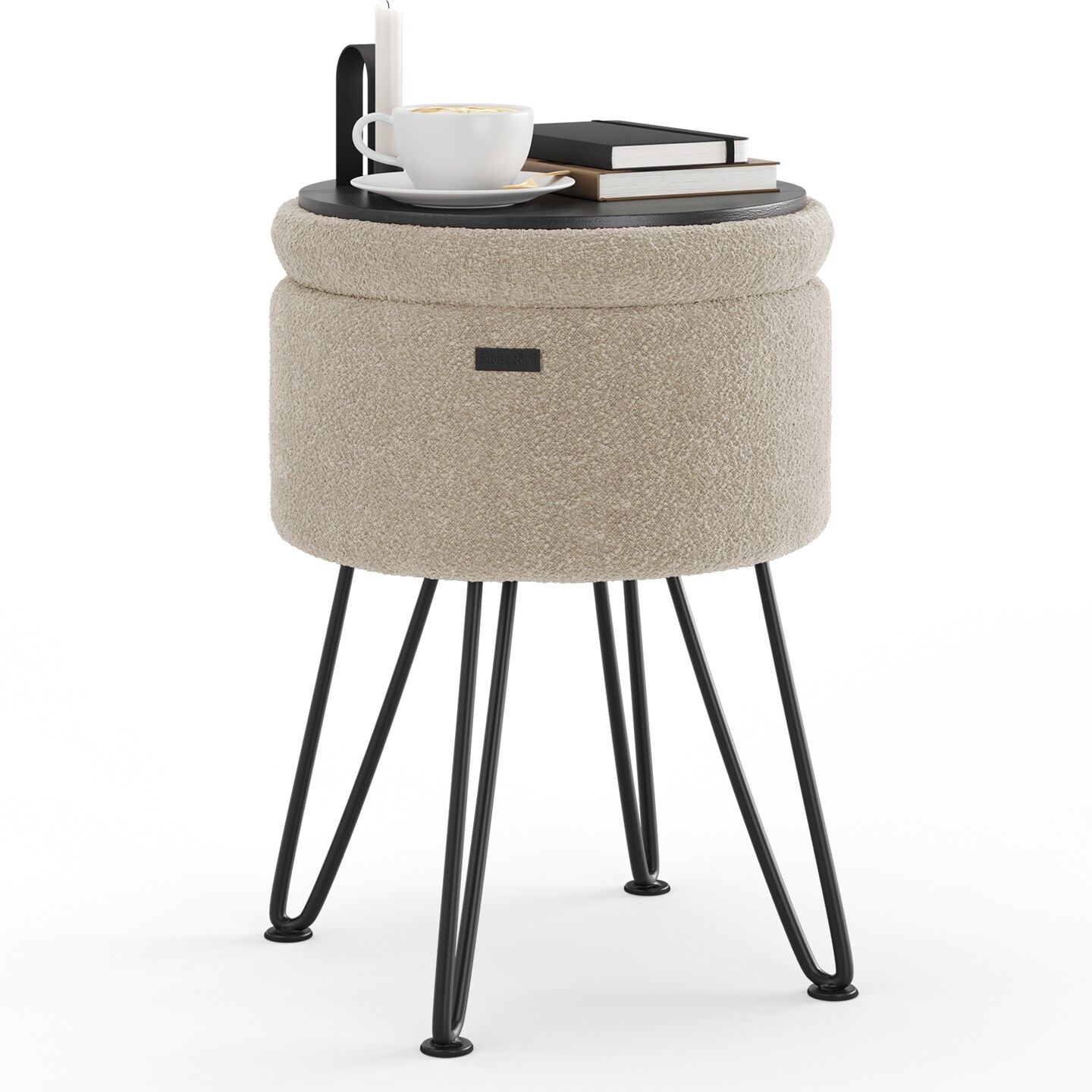 StorageBud Round Ottoman with Storage