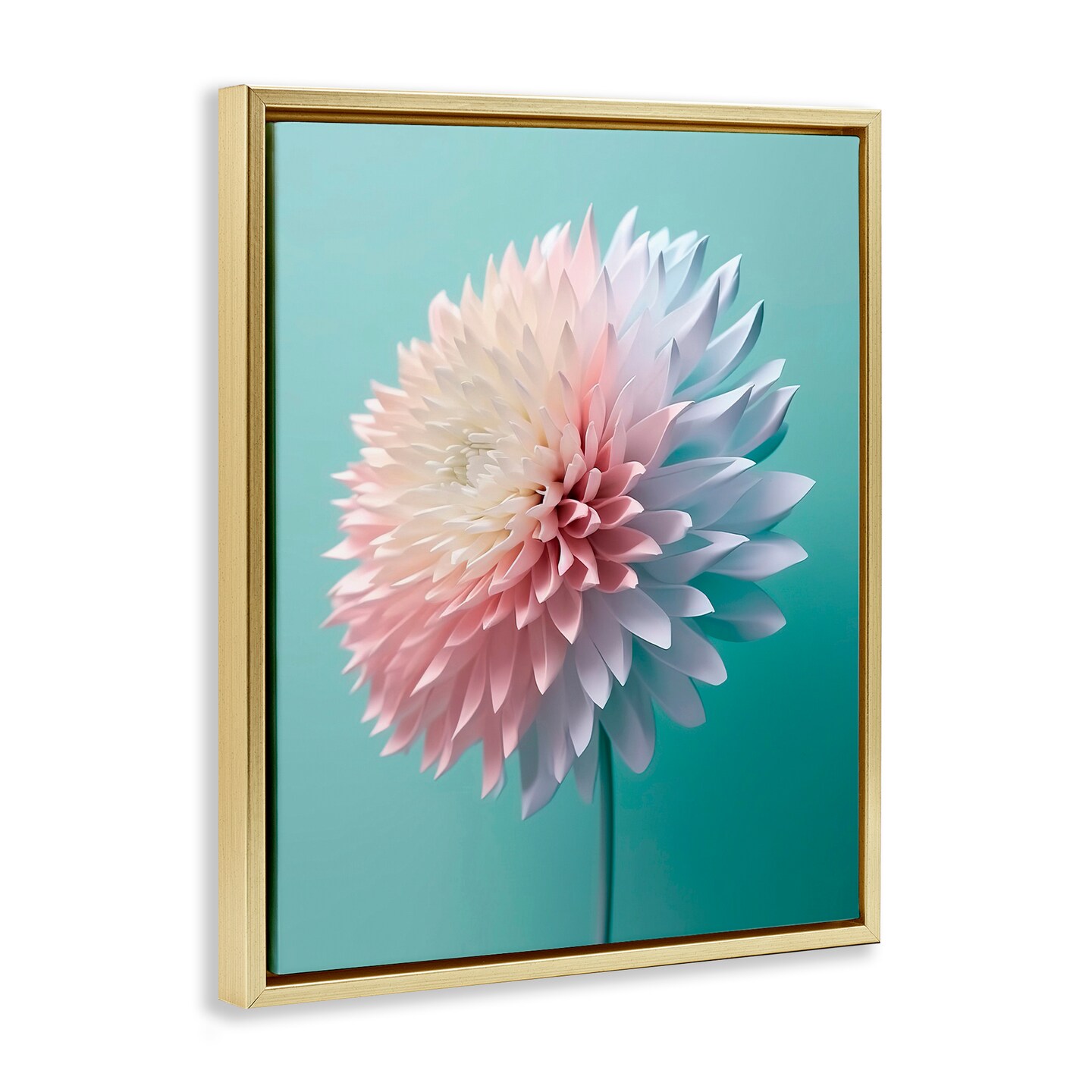 Stupell Industries Detailed Dahlia on Blue Framed Floater Canvas Wall Art Design by Incado