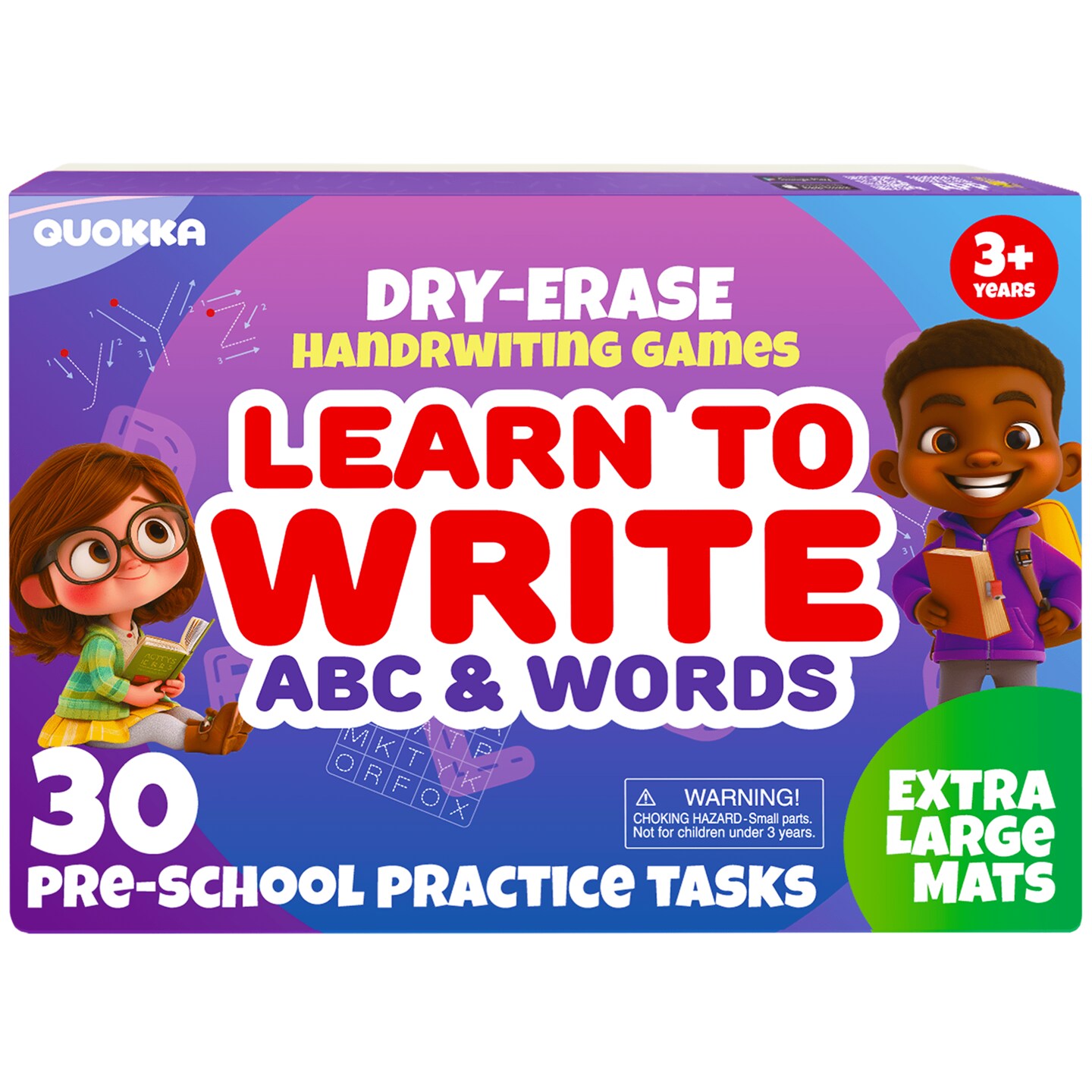 QUOKKA Busy Book Practice Handwriting for Kids - Learn to Write for Toddlers 3-5 | 30 Tasks | Pre K ABC Letter Tracing | Homeschool Preschool Learning Activities