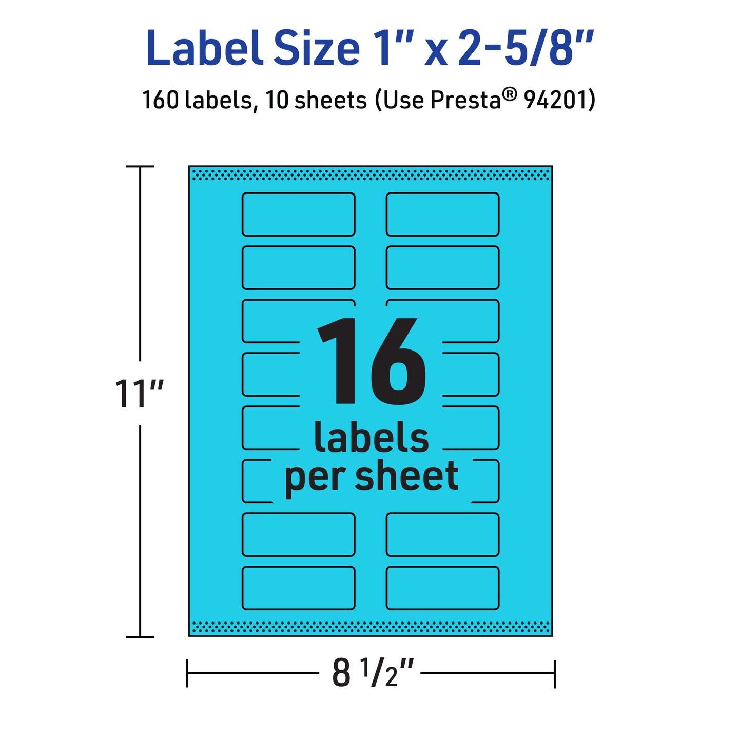 Avery Bright Blue Paper Labels, 1&#x22; x 2-5/8&#x22; Rectangle