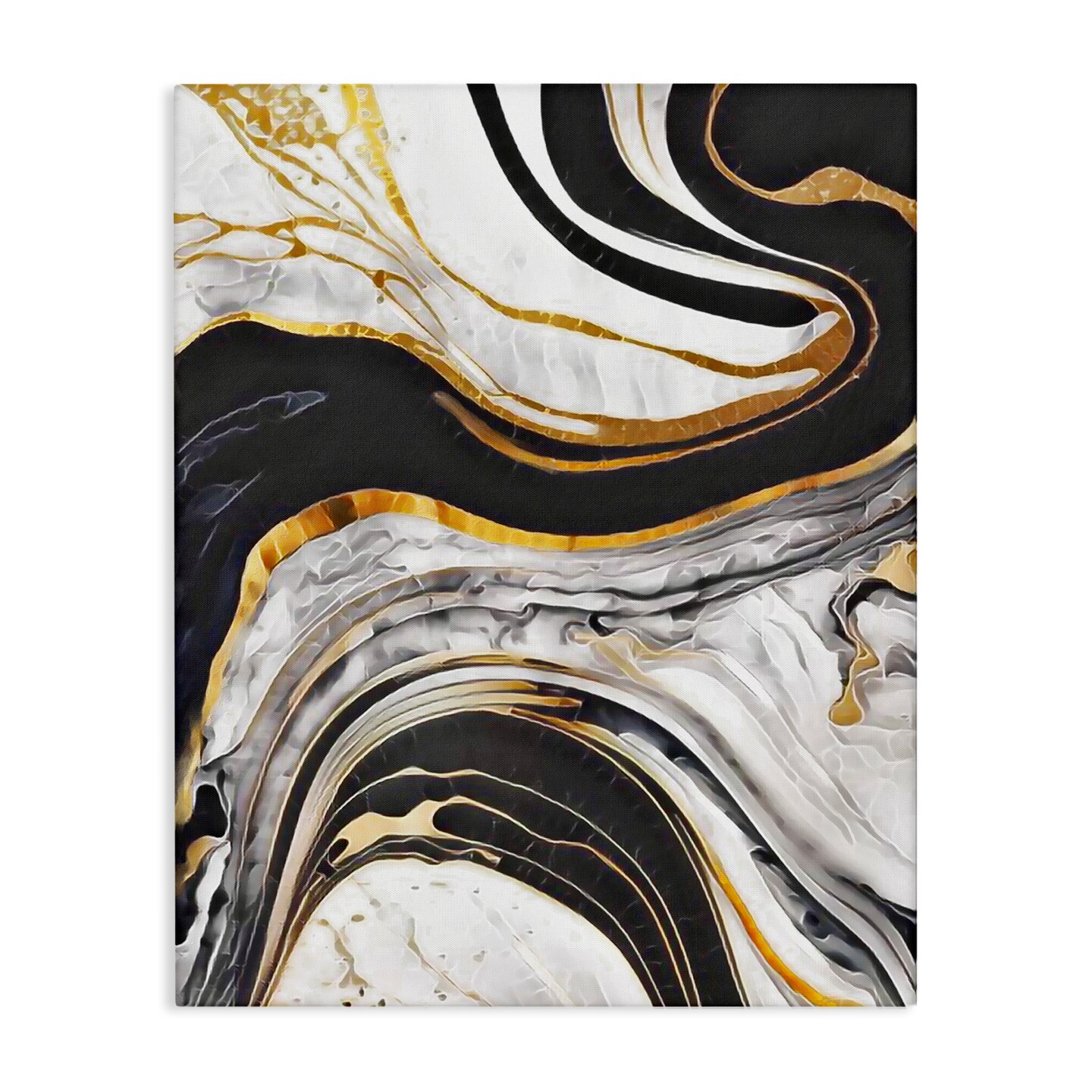 Stupell Industries Marbled Fluid Gold Accent Canvas Wall Art Design by Jesse Keith