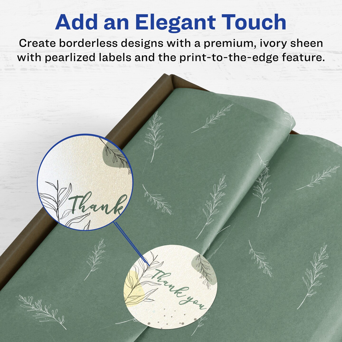Avery Pearlized Ivory Round Labels with Sure Feed Technology, Print-to-the-Edge, 2.75&#x22; diameter