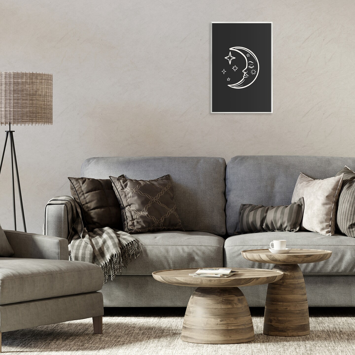 Stupell Industries Moon & Stars on Black Wall Plaque Art Design by JJ Design House LLC