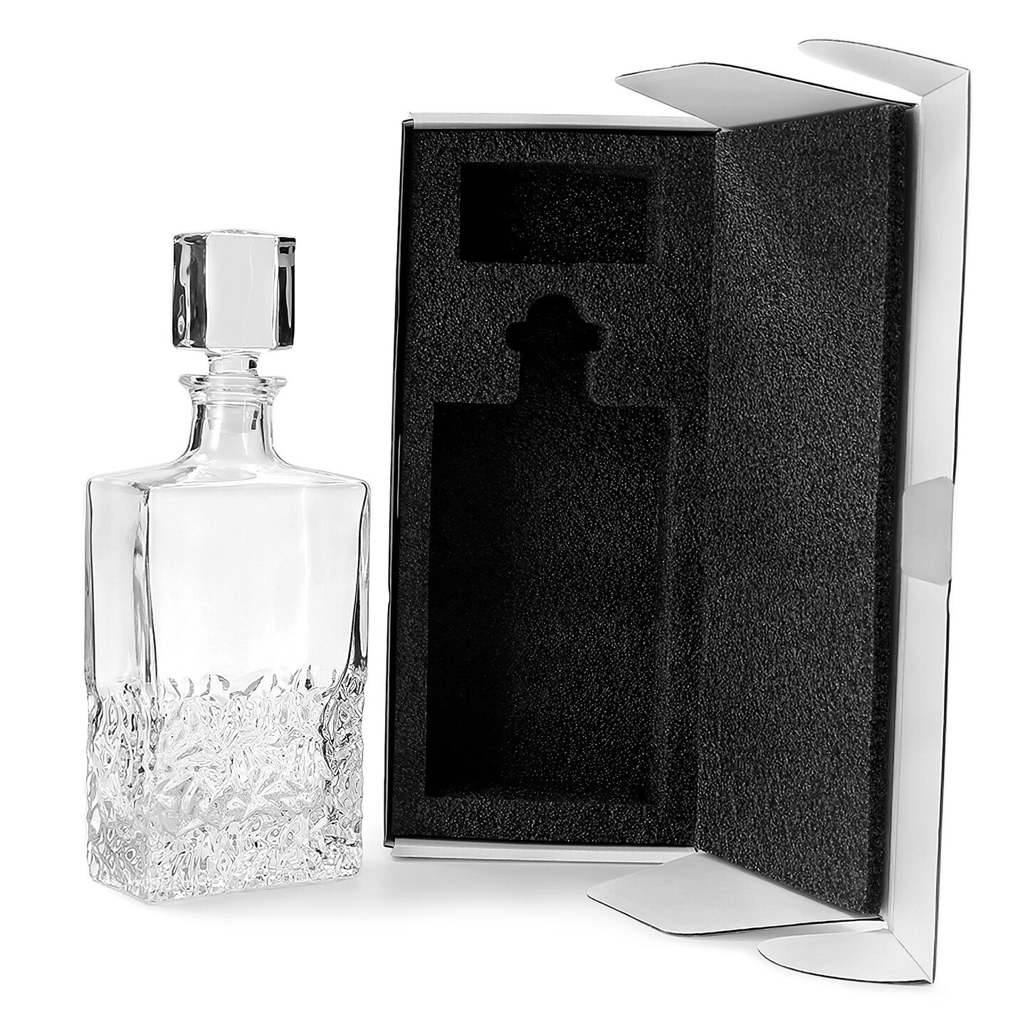 Makerflo Customizable Decanter with Airtight Stopper 24 oz | Liquor Decanter Bottle for Wine, Scotch, Bar, Ideal for DIY Personalization - Laser Engraving, UV DTF, Vinyl, Epoxy, Individually Wrapped