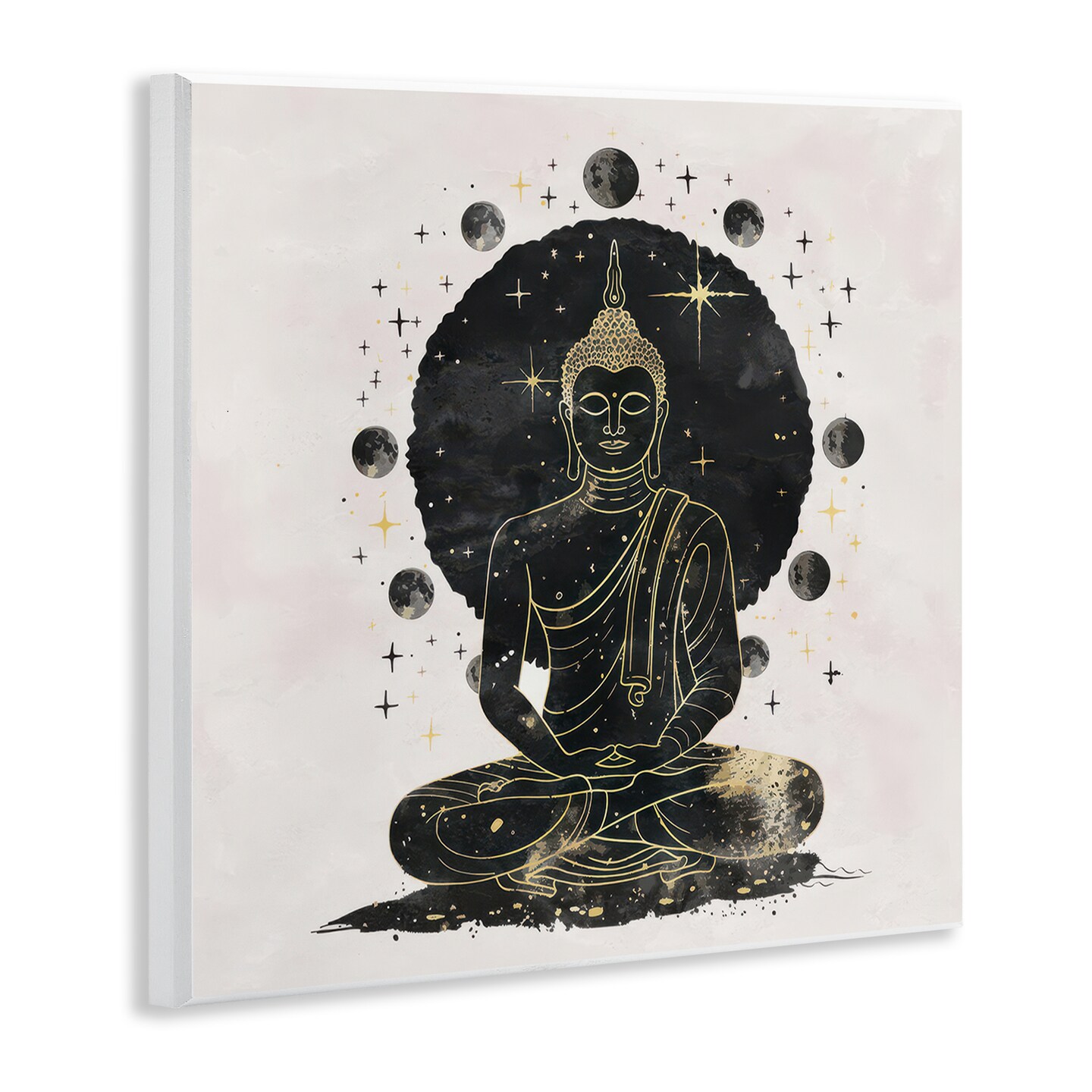Stupell Industries Gilded Sitting Buddha Wall Plaque Art Design by Nina Blue