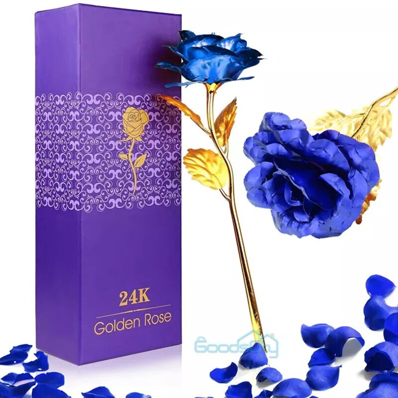 24K Dipped Gold Rose Artificial Flower Valentine&#x27;s Day Gift For Girlfriend Wife