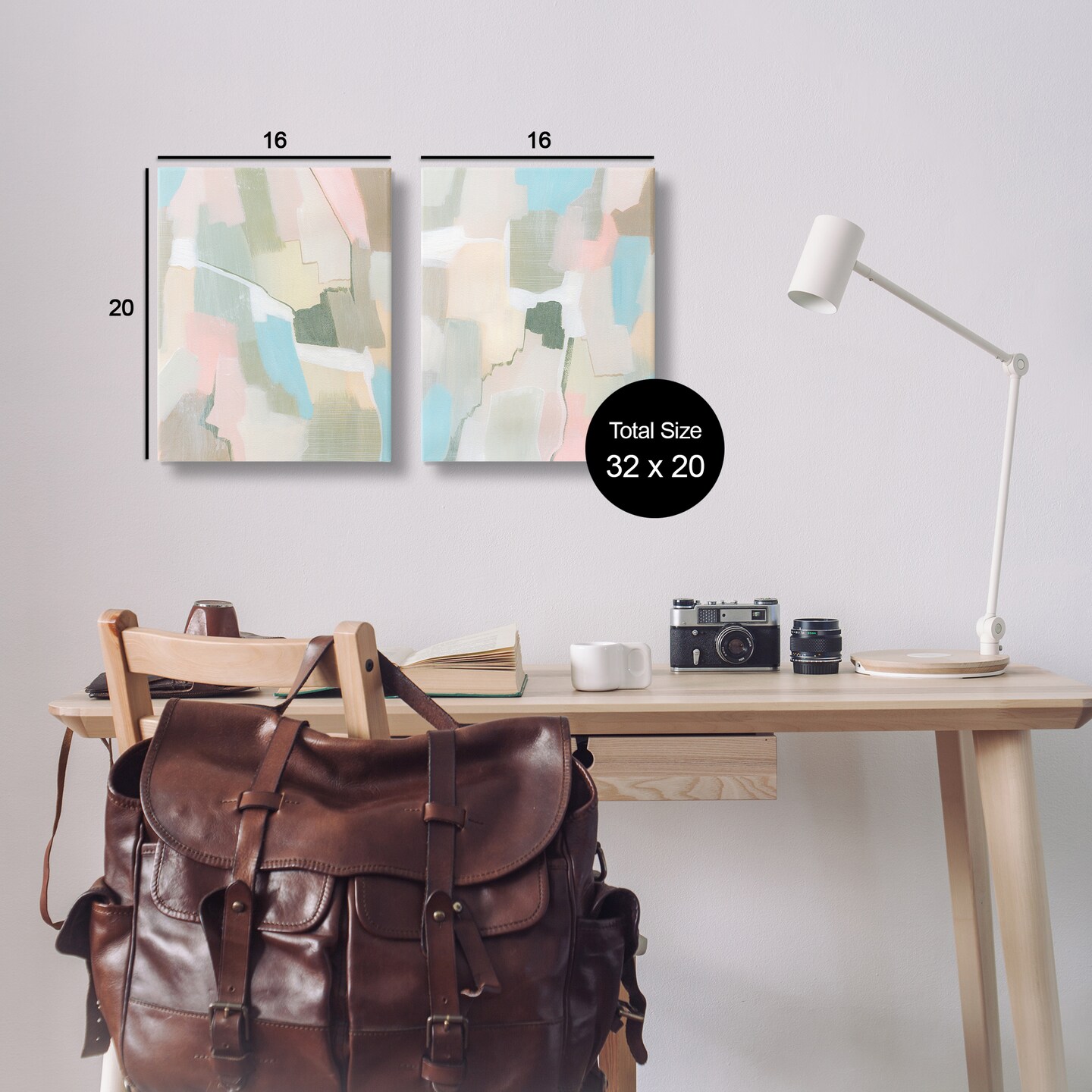 Stupell Industries Patchy Muted Pastel Abstract 2 pc Canvas Wall Art Set Design by Grace Popp