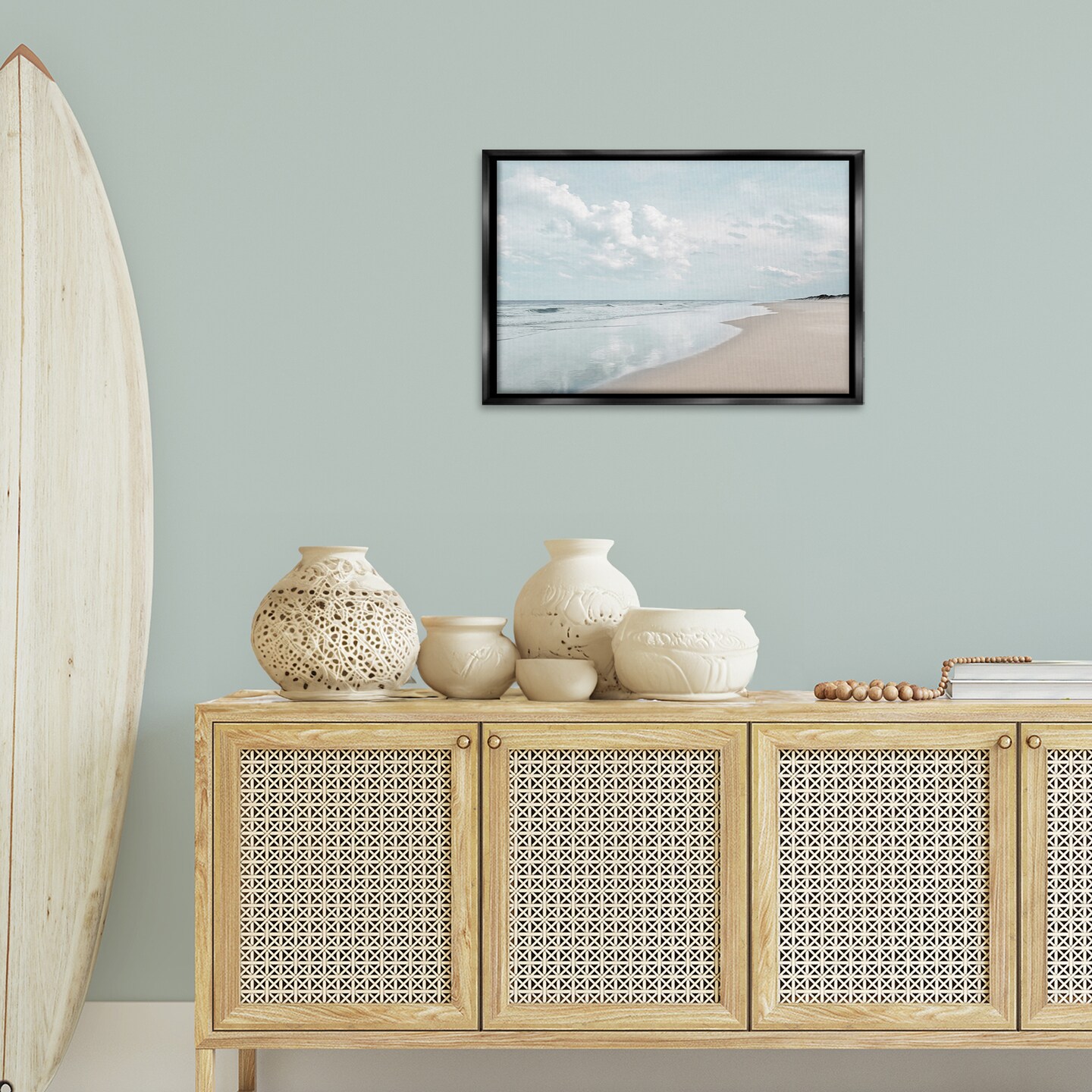 Stupell Industries Endless Beach View Framed Floater Canvas Wall Art Design by Natalie Carpentieri