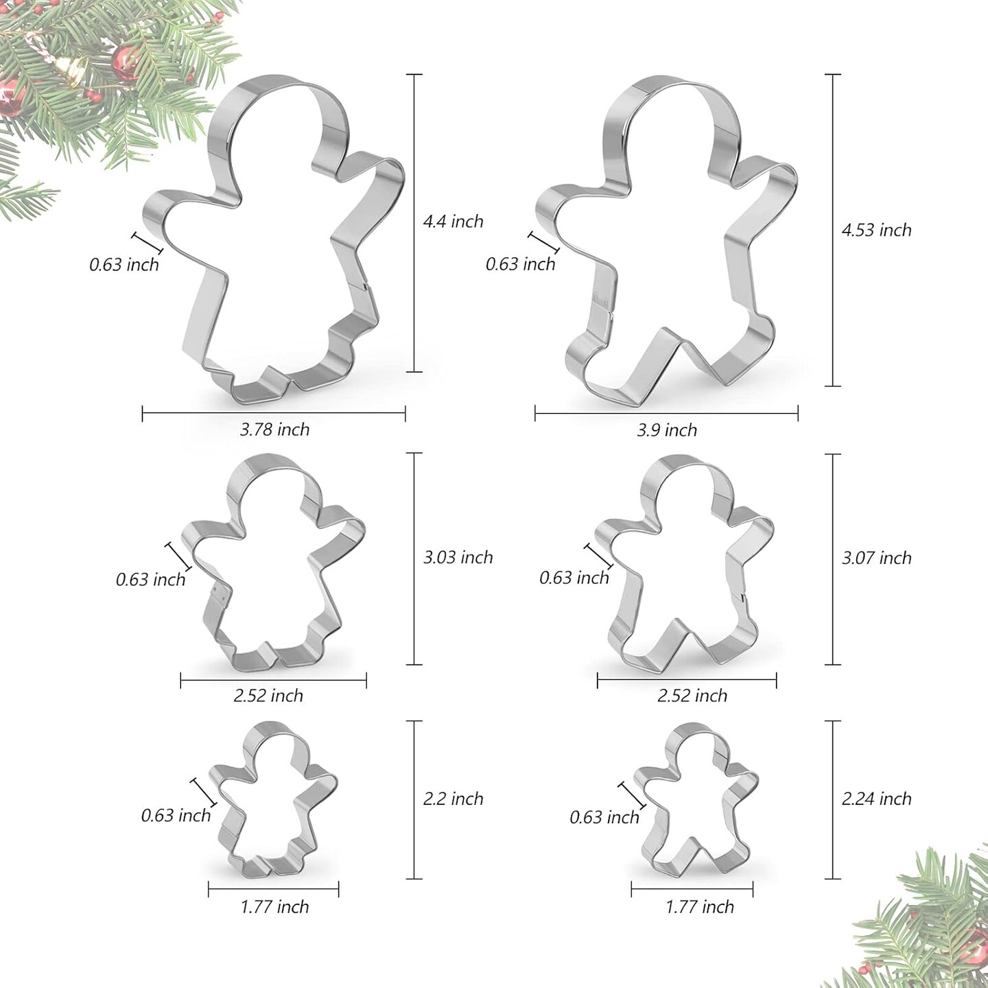 6-Piece Gingerbread Man Cutter Set - Family Boy &#x26; Girl Shapes