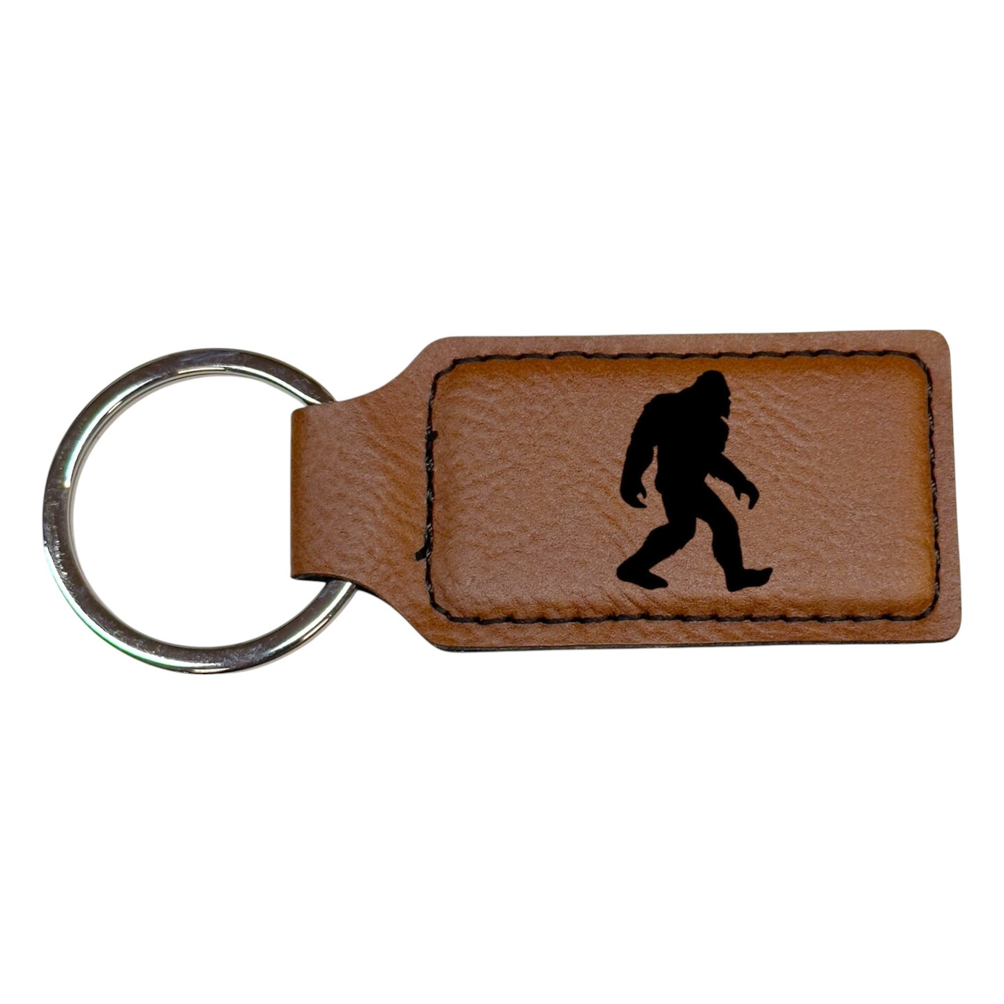 Keychain - Rectangle - Bigfoot Sasquatch - Leather Keychain - Rectangle - Bigfoot Sasquatch - Leather