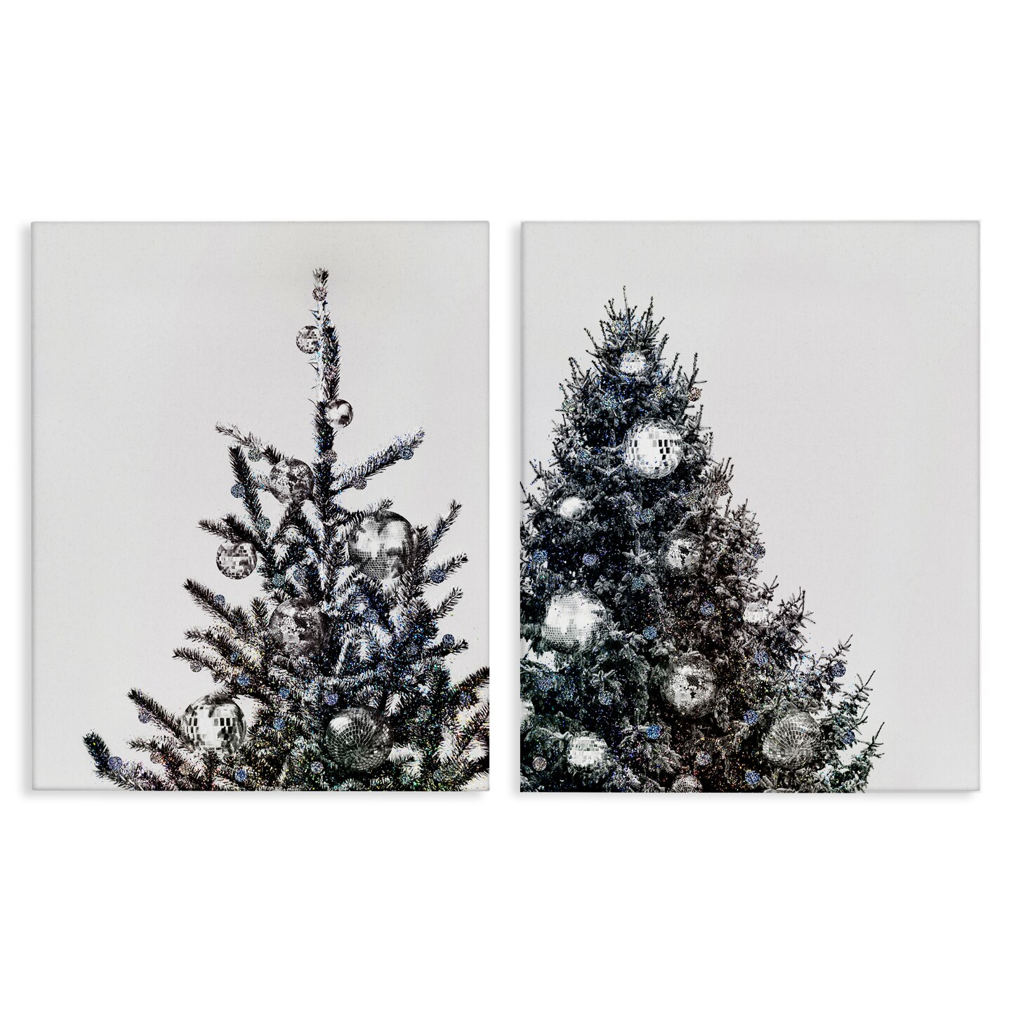 Stupell Industries Disco Ball Christmas Tree  2 pc Canvas Wall Art Set Design by Victoria Barnes