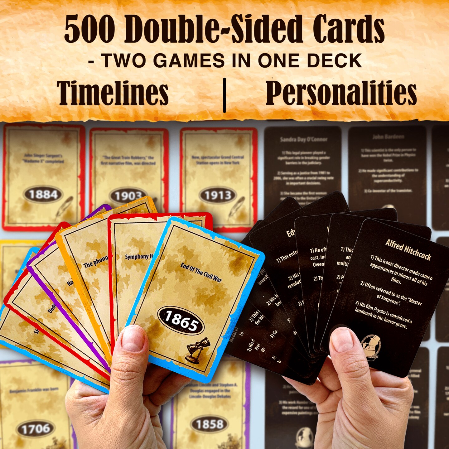 History &#x26; Personality Card Game | 500 Trivia Cards for Adults