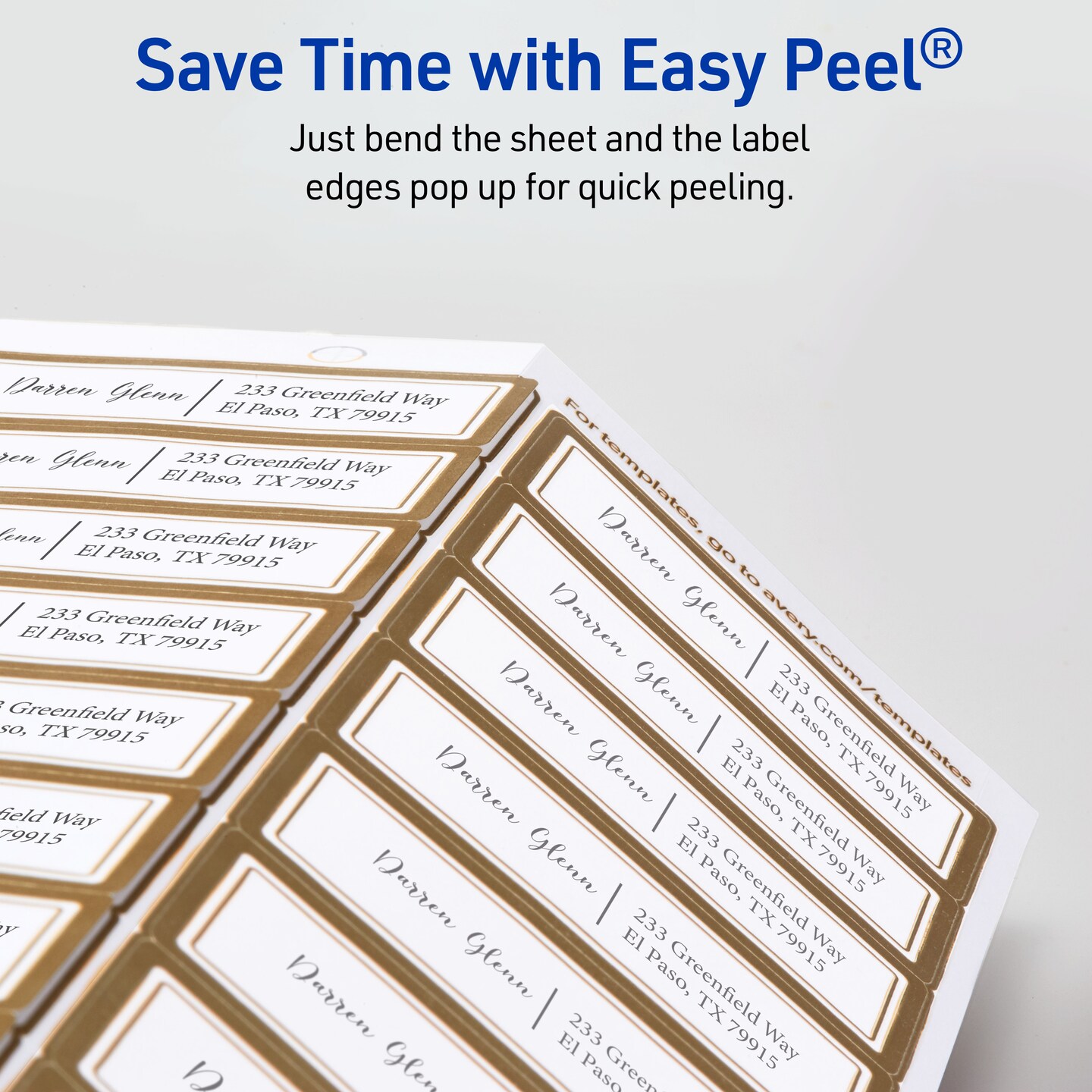 Avery Printable Address Labels, 1" x 2-5/8", Matte White with Metallic Gold Borders, Permanent, Laser & Inkjet Compatible, 300 Blank Mailing Labels (06540)