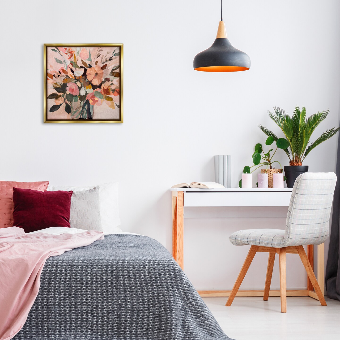 Stupell Industries Blush Abstract Bouquet Framed Floater Canvas Wall Art Design by Sasha