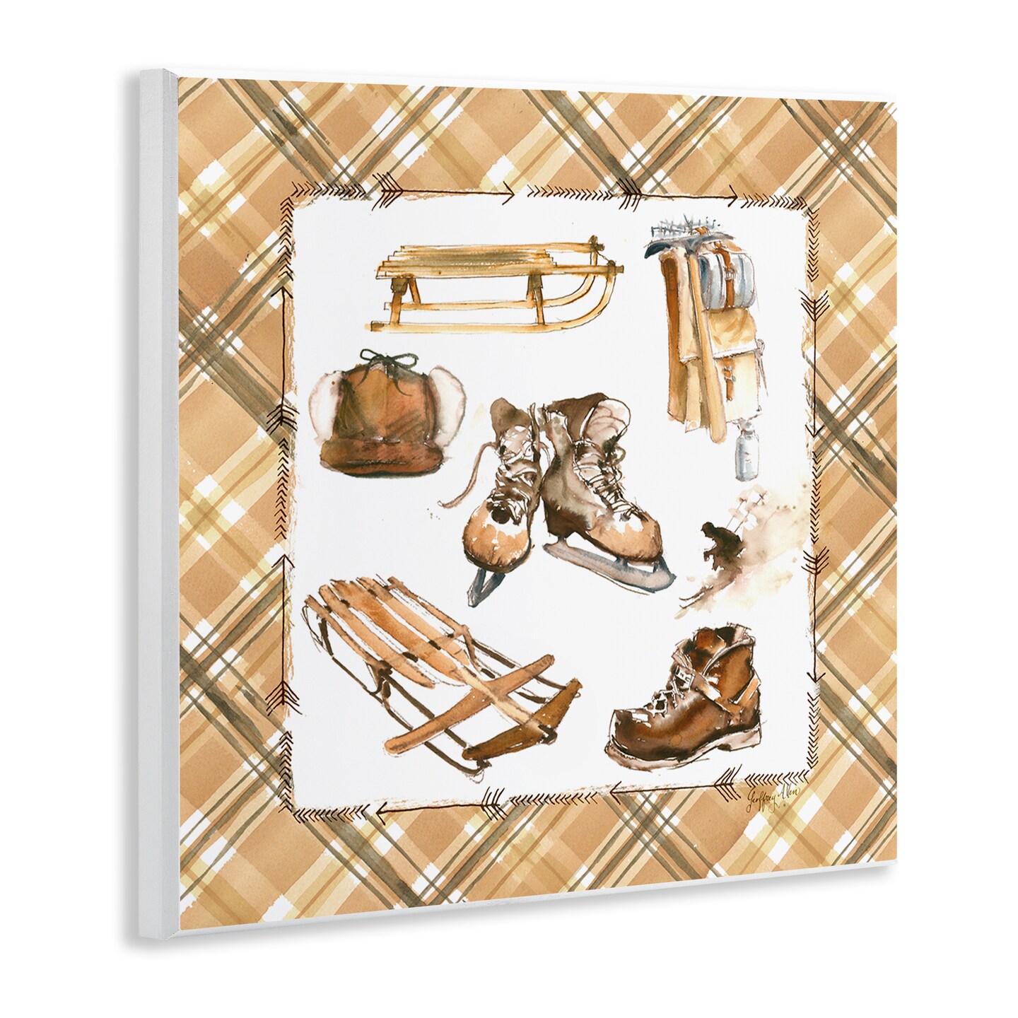 Stupell Industries Plaid Winter Sports Wall Plaque Art Design by Geoff Allen