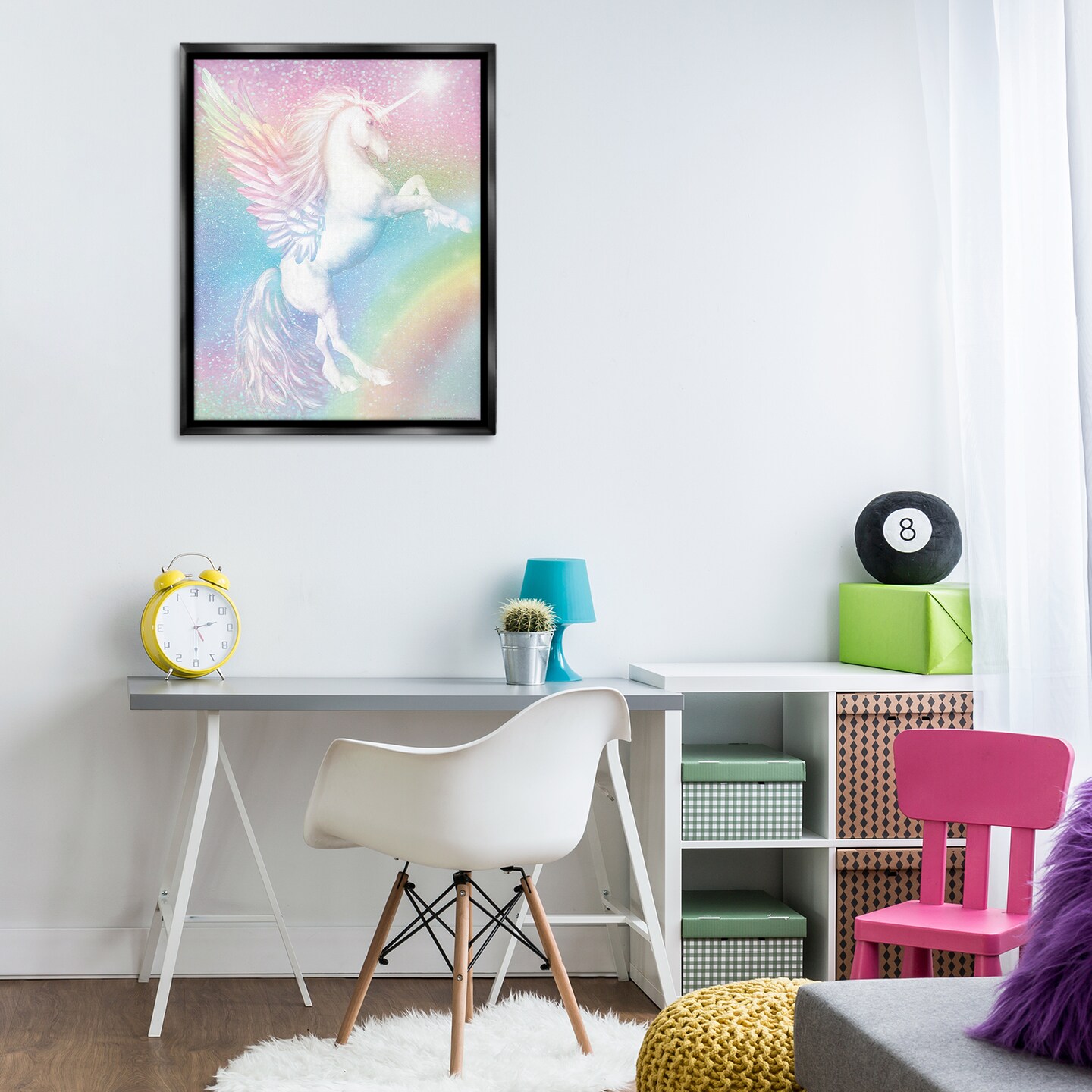 Stupell Industries Pastel Glitz Unicorn Framed Floater Canvas Wall Art Design by Reinders
