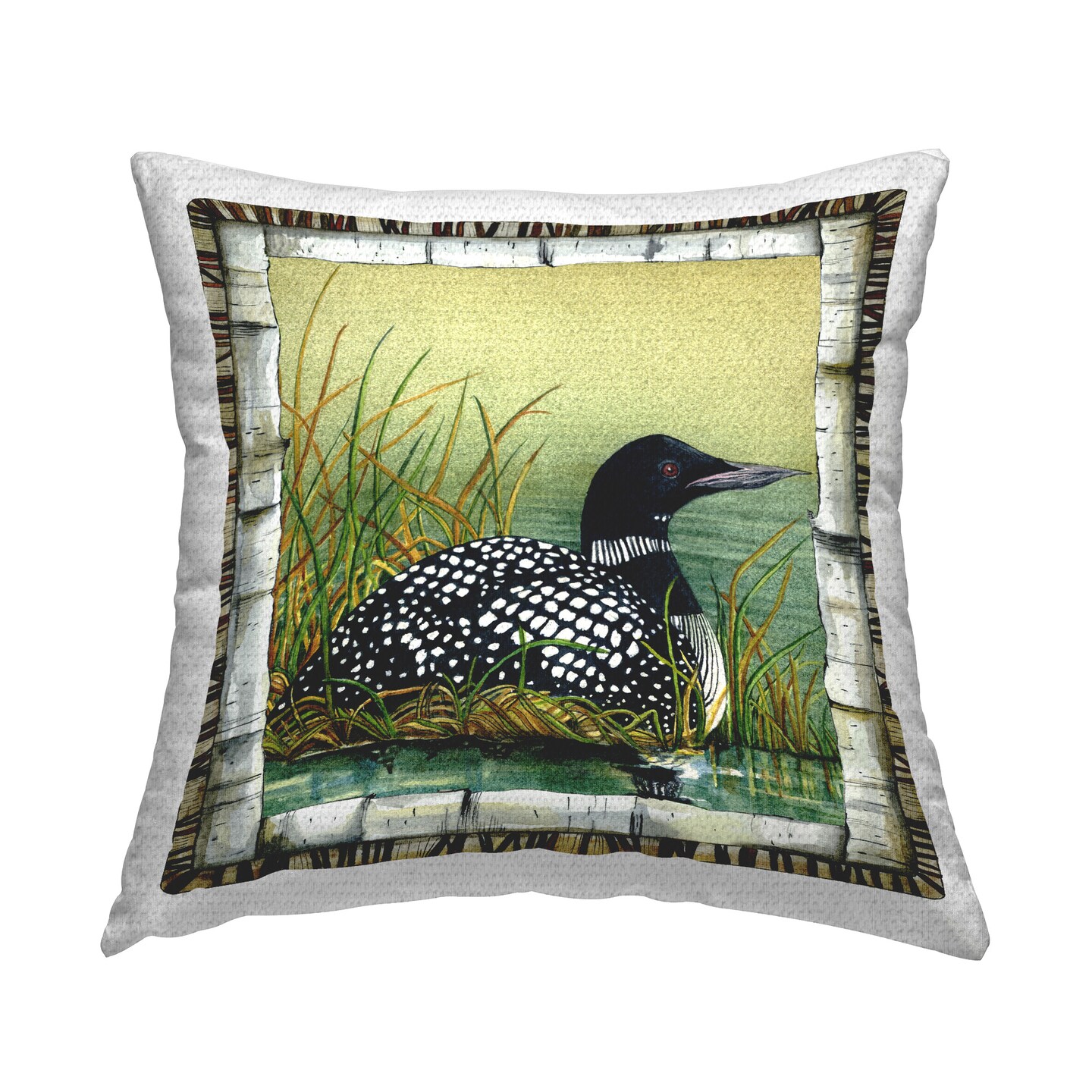 Rustic Duck in Pond Design by Jacki Frerichs Outdoor Printed Pillow