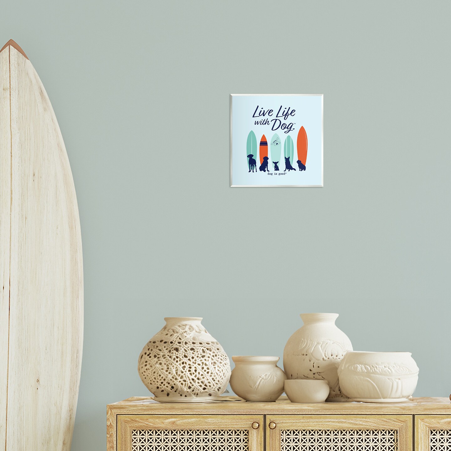 Stupell Industries Surfboards &#x26; Dogs Phrase Wall Plaque Art Design by Dog Is Good