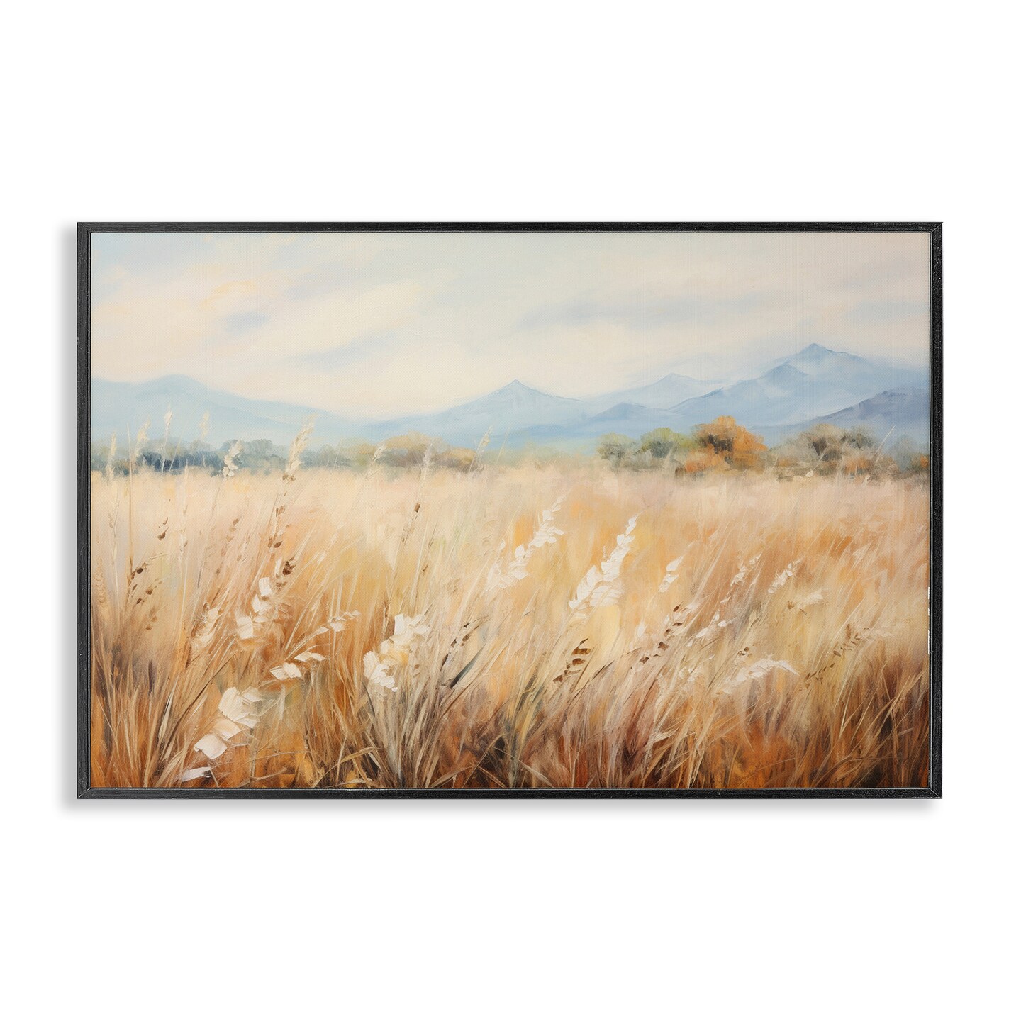 Stupell Industries Wheat Field Landscape Framed Giclee Wall Art Design by Petal Prints Design