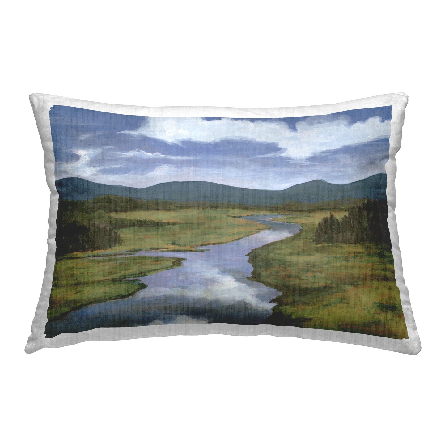 Clouds Reflecting in River Design by Michael Willett Throw Pillow