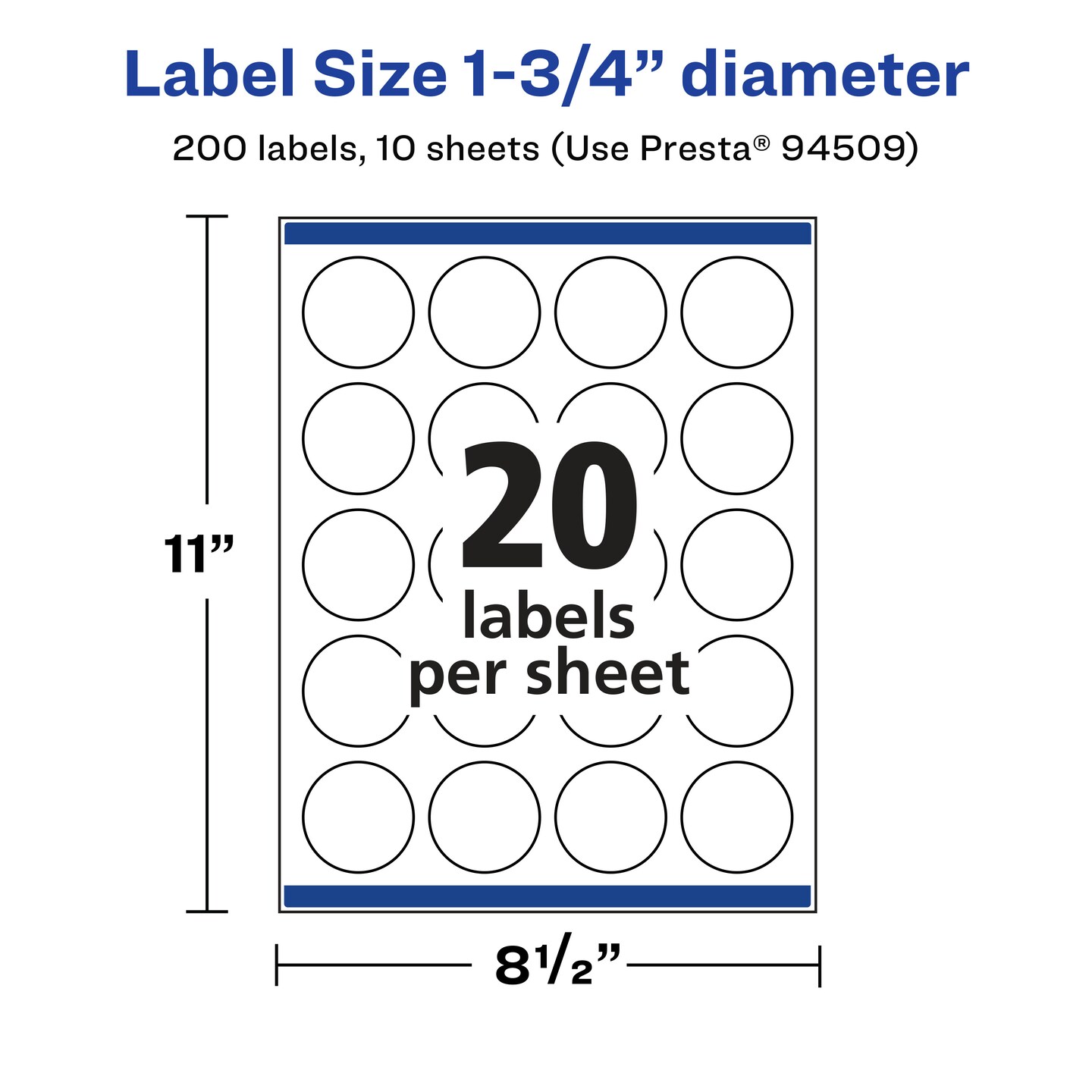 Avery Glossy Clear Round Labels with Sure Feed, 1.75&#x22; diameter