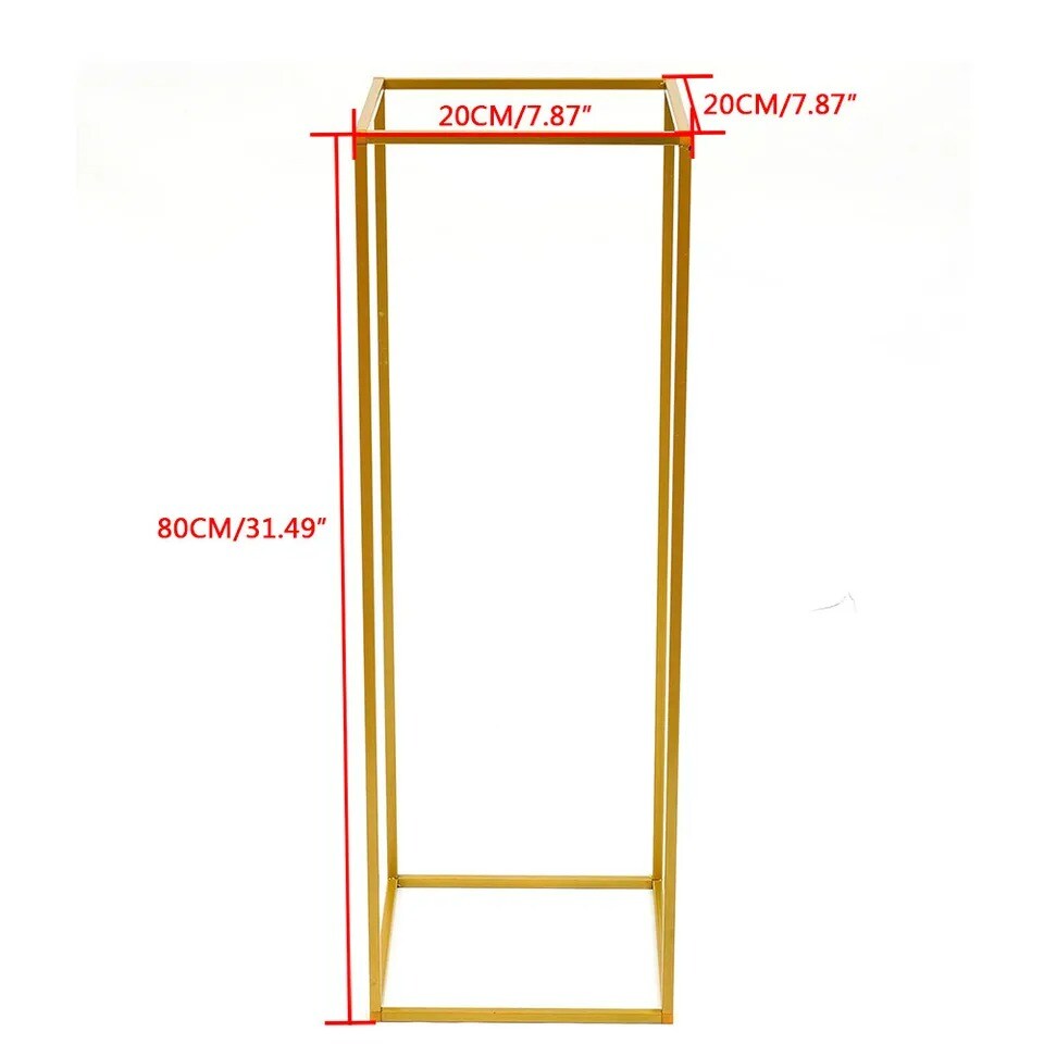 2pcs Gold Metal Flower Stand Wedding Prop Decor Geometric Column Floral Vase