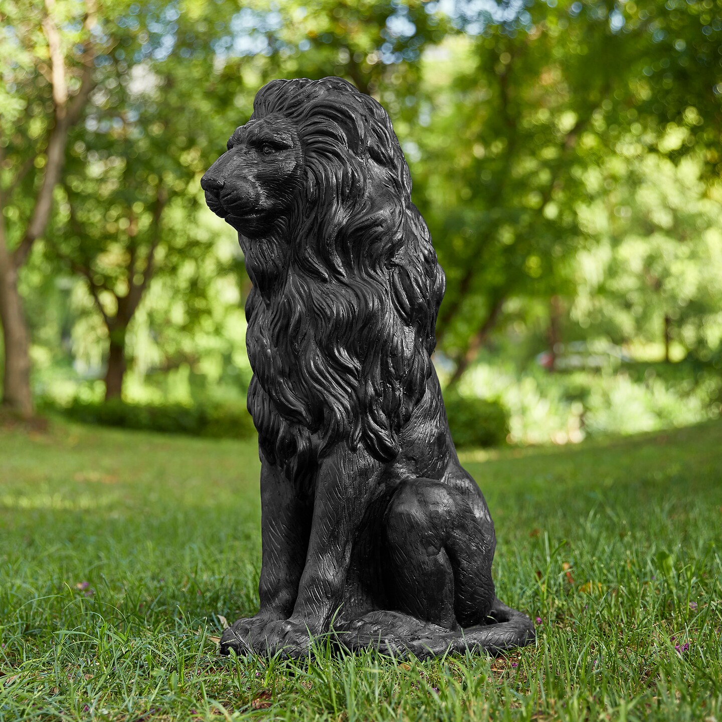 Set of 2 27.75"H Oversized MGO Guardian Sitting Lion Garden Statue
