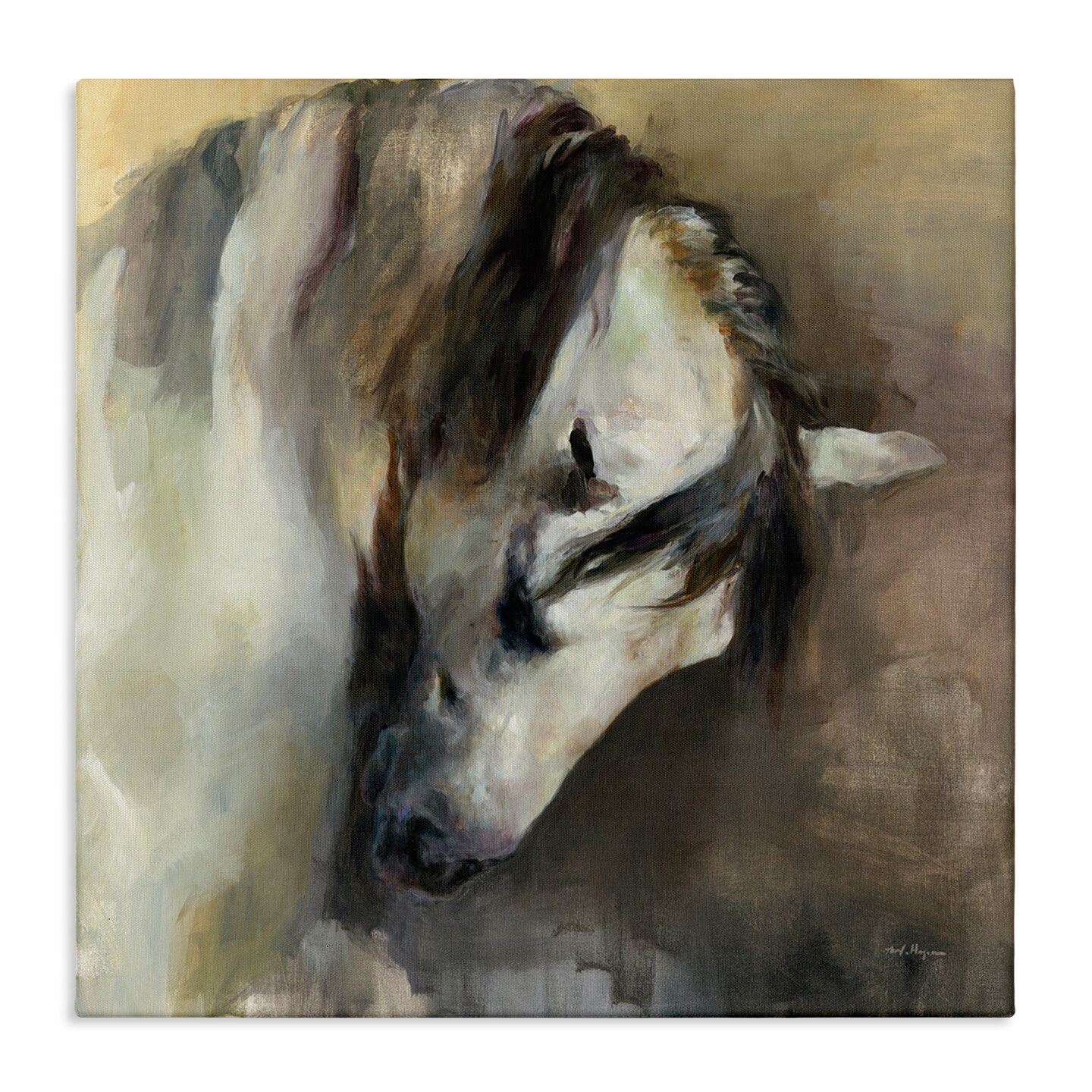 Stupell Industries Classical White Horse Canvas Wall Art Design by Marilyn Hageman